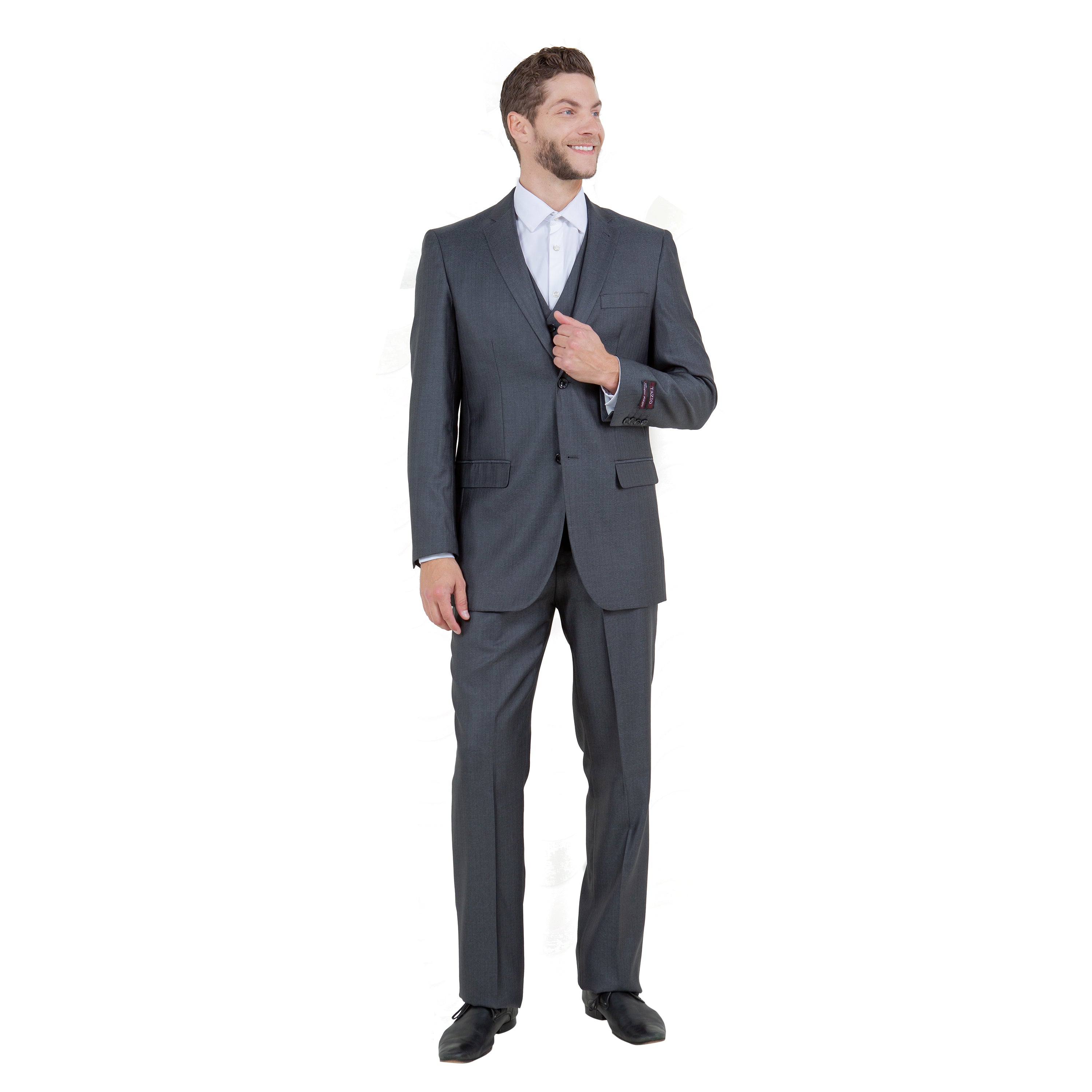 Steel Navy Solid Shiny Sharkskin 3-PC Regular Modern Fit Suits