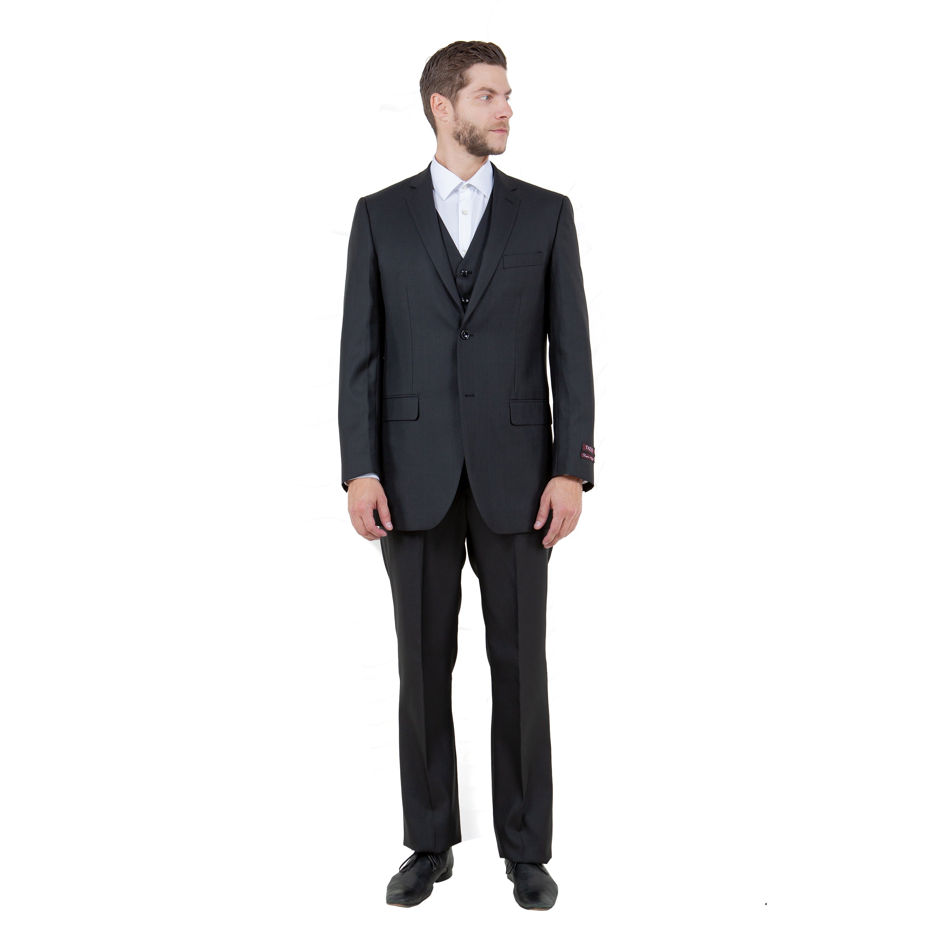 Steel Navy Solid Shiny Sharkskin 3-PC Regular Modern Fit Suits