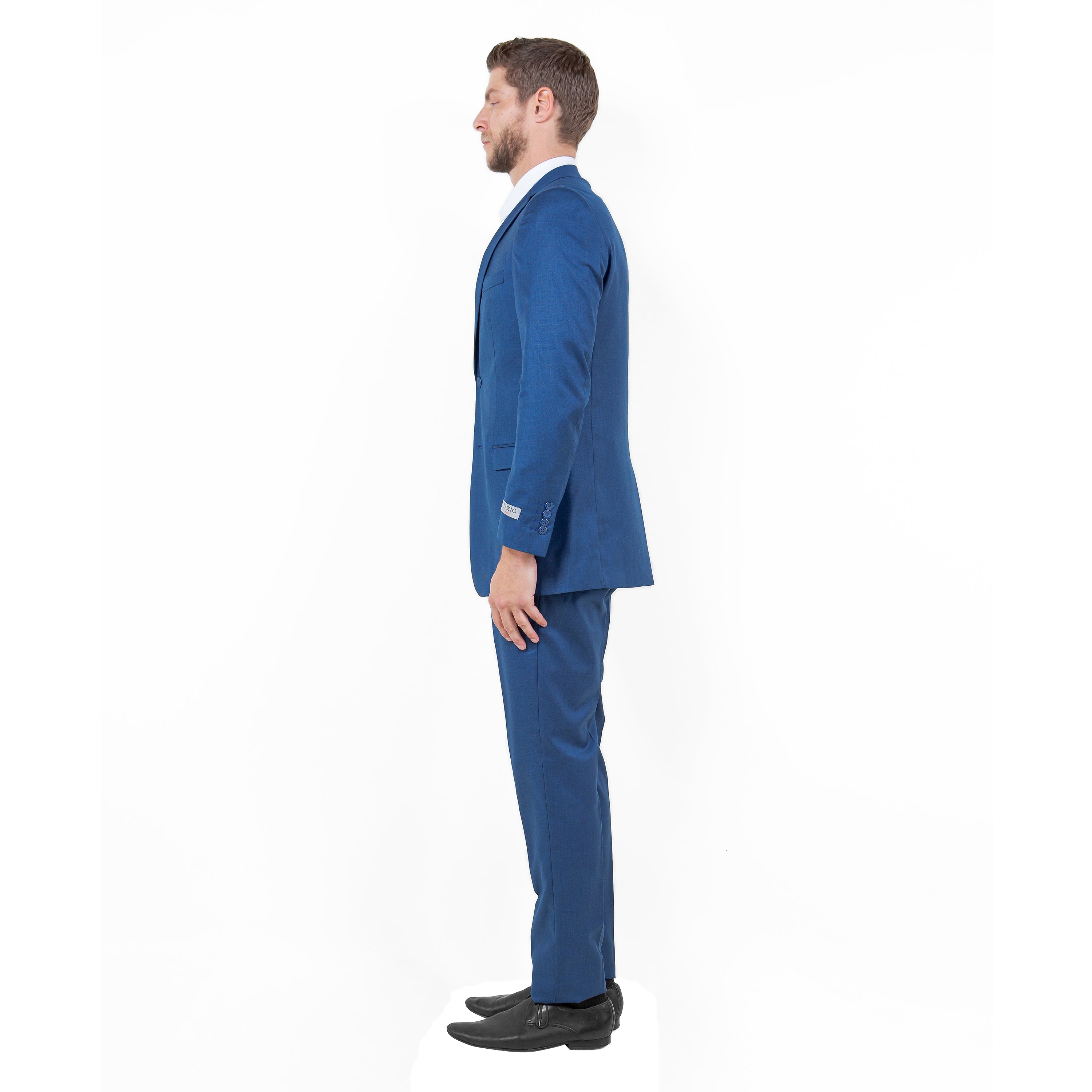 Blue Men's 2pc Sharkskin Suit Slim-Fit