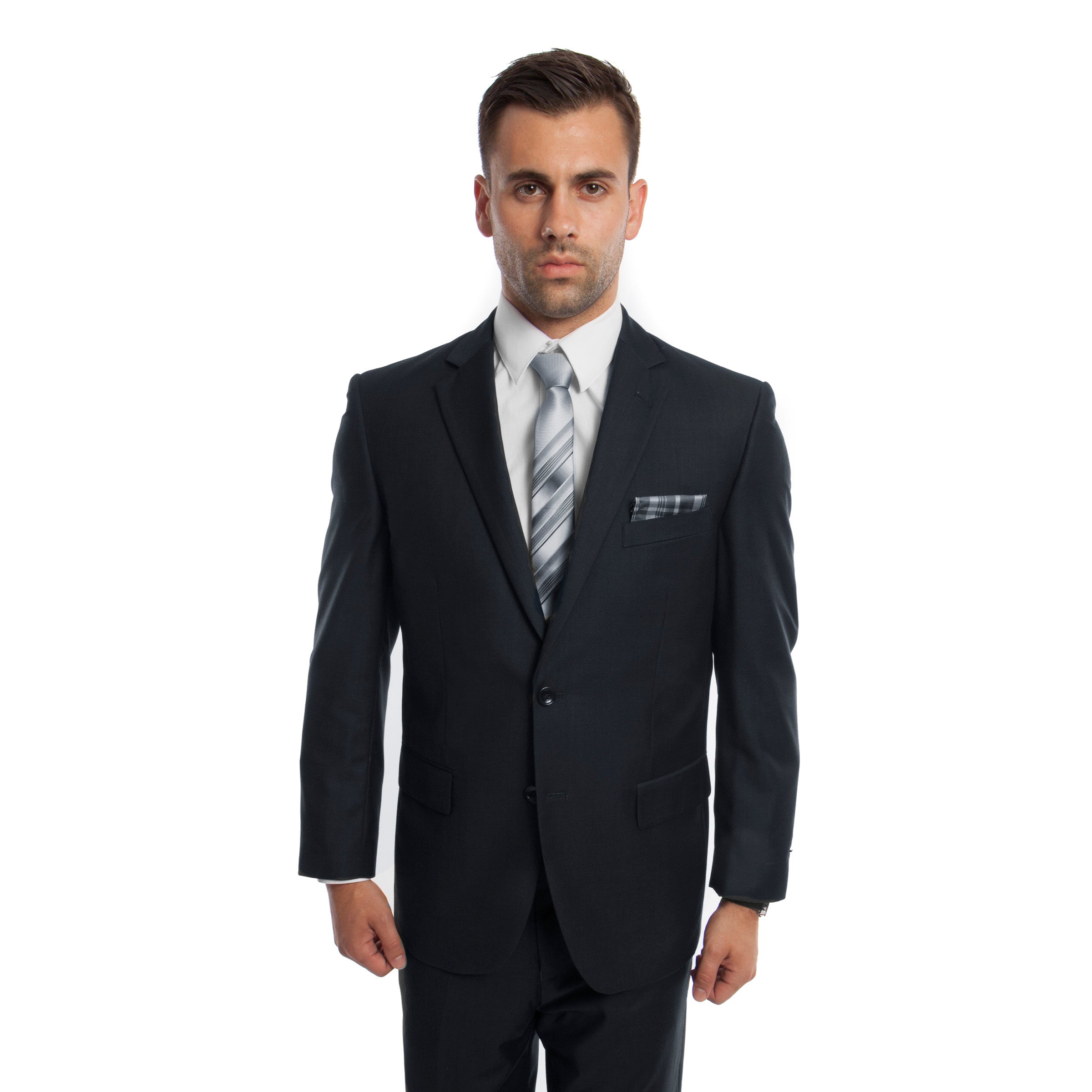 Dk. Navy Solid Mens Suit 2-PC Regular Modern Fit