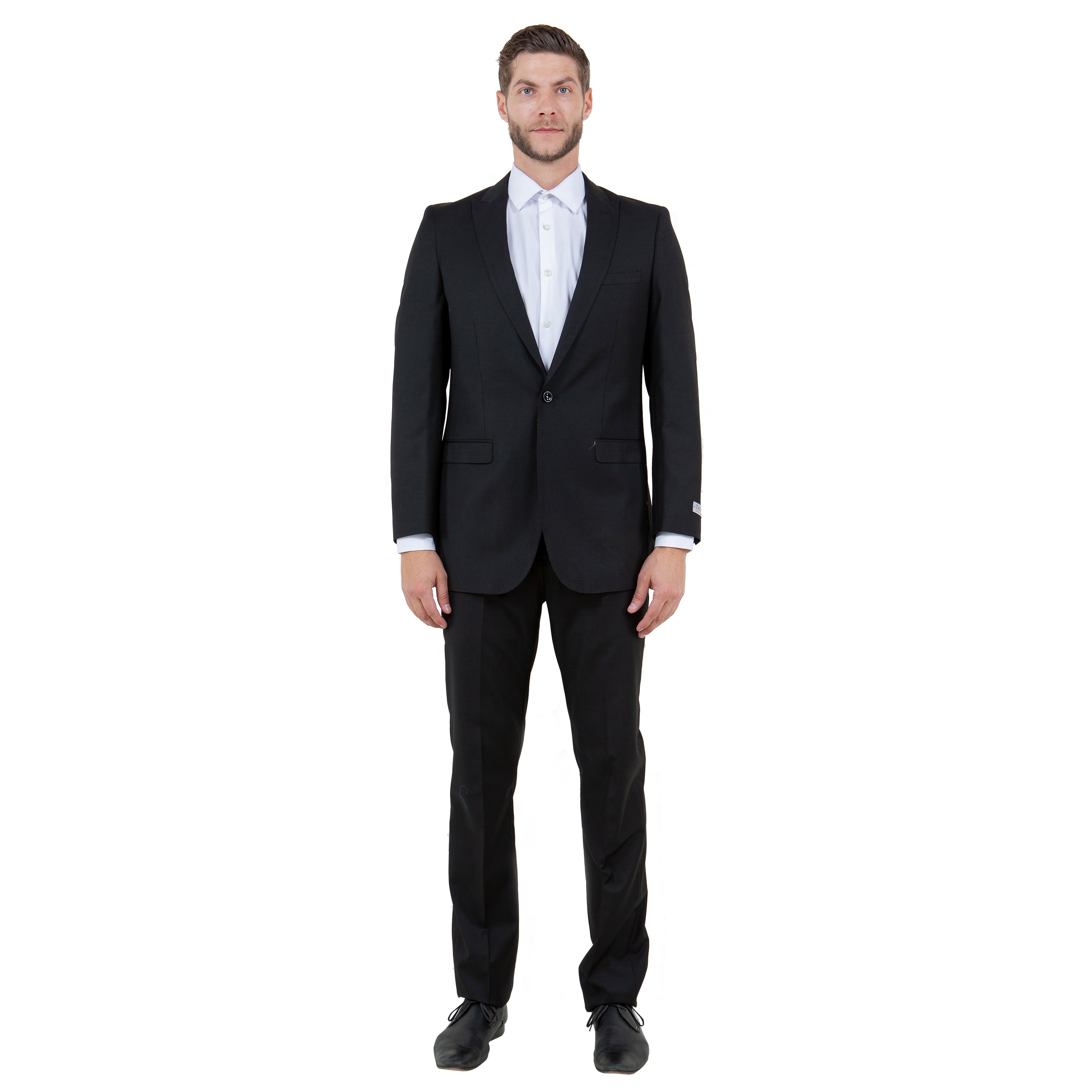 Black Solid 2-PC Slim Fit Performance Stretch Suits