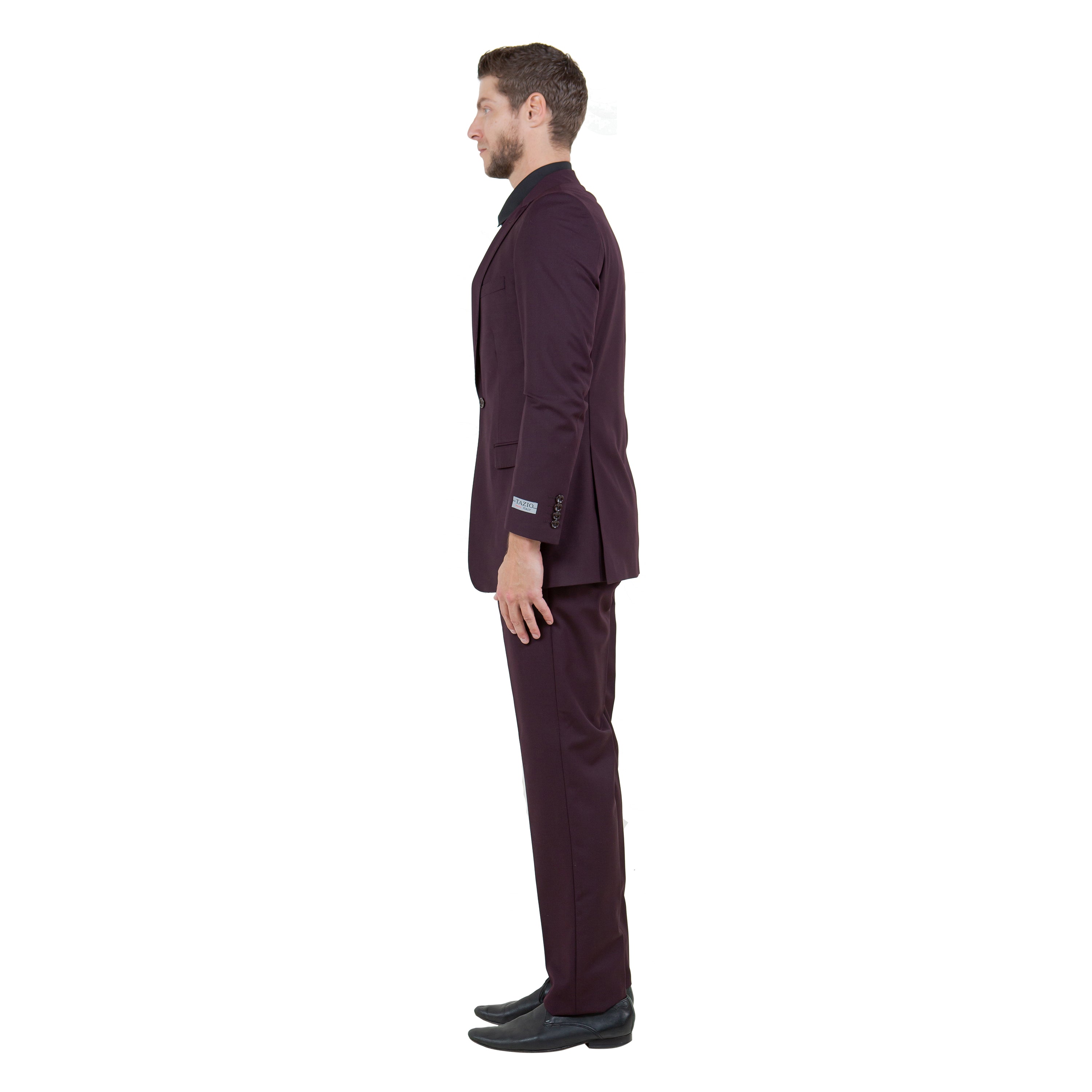 Plum Men's 2pc Suit Slim-Fit w/ Pick Stitch