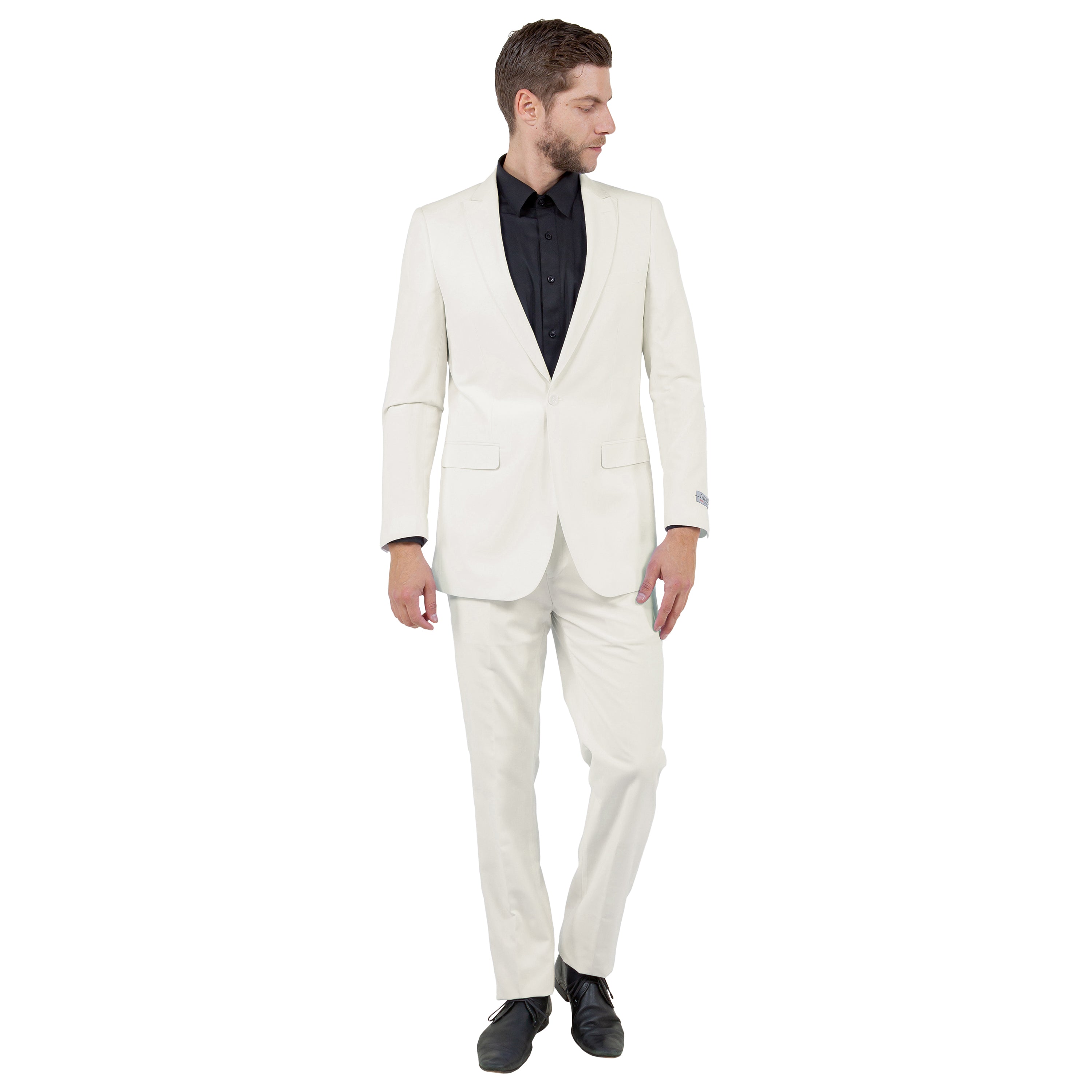 Off-White Solid 2-PC Slim Fit Performance Stretch Suits