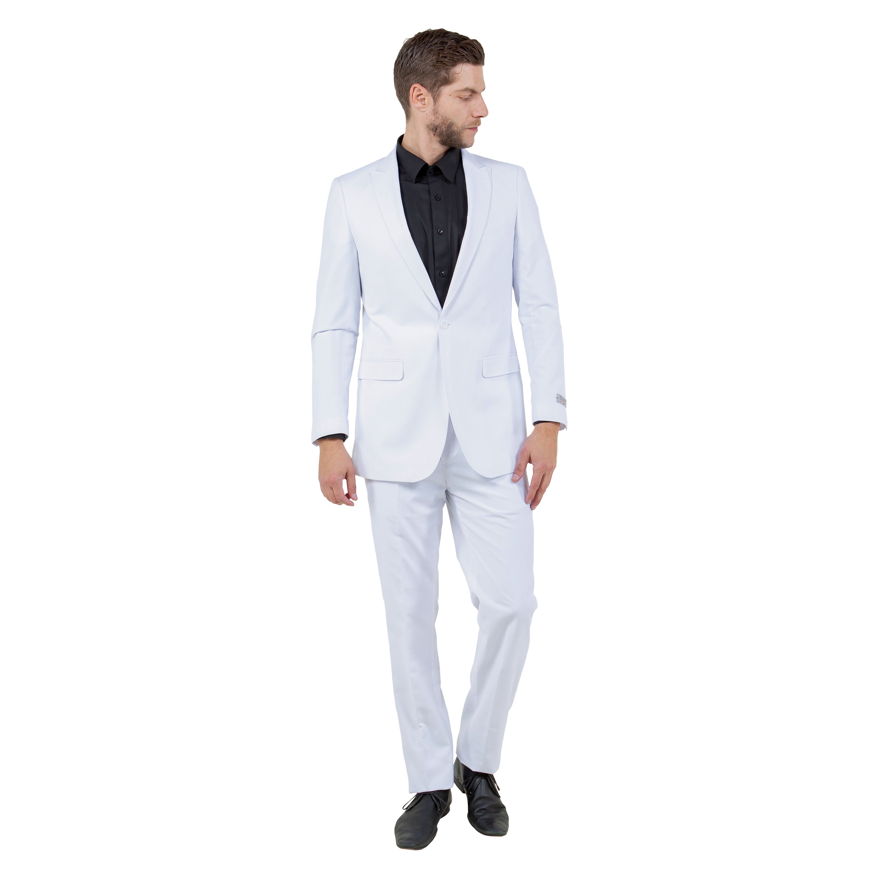 White Solid 2-PC Slim Fit Performance Stretch Suits