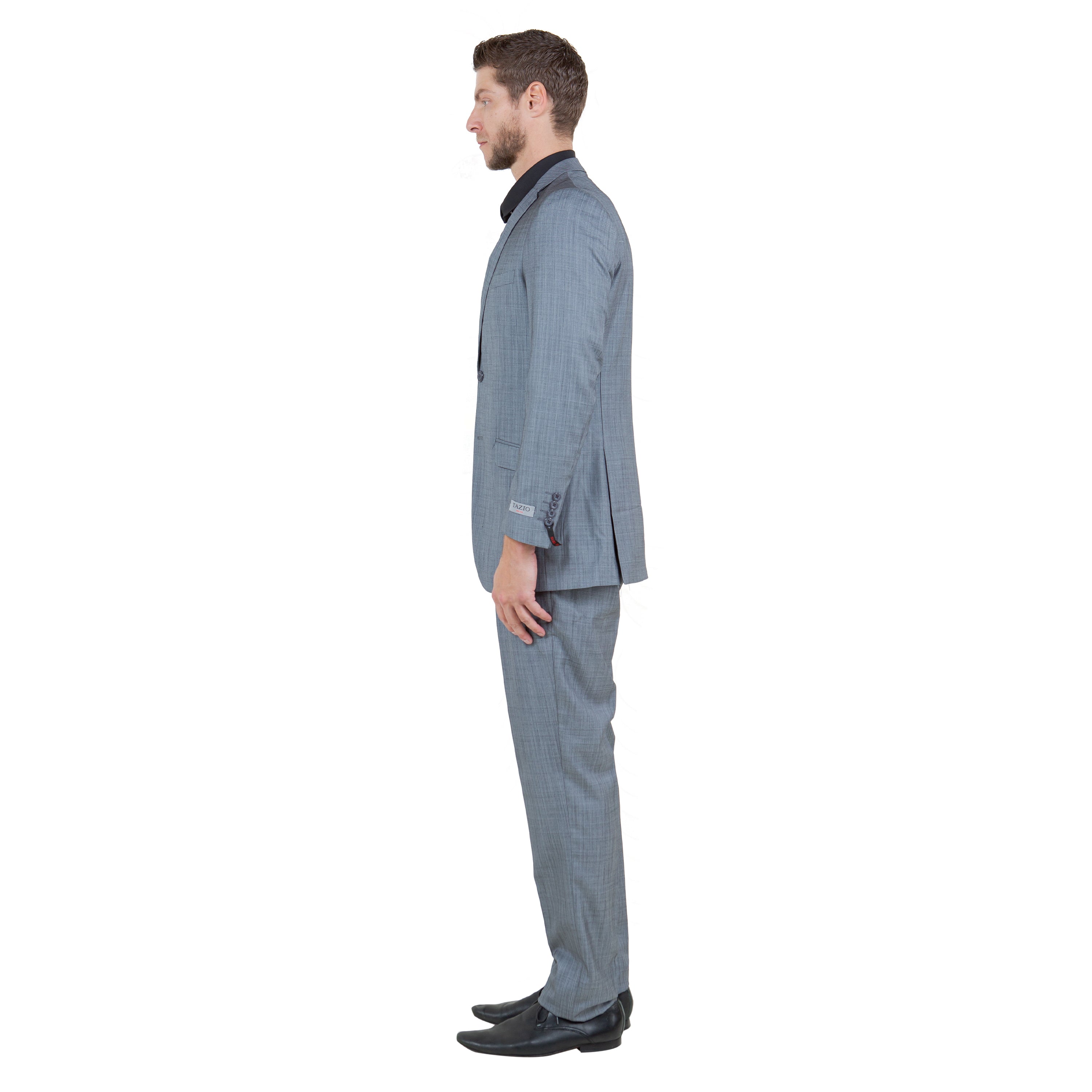 Grey Men's Slim-Fit 3-Piece Sharkskin Suit