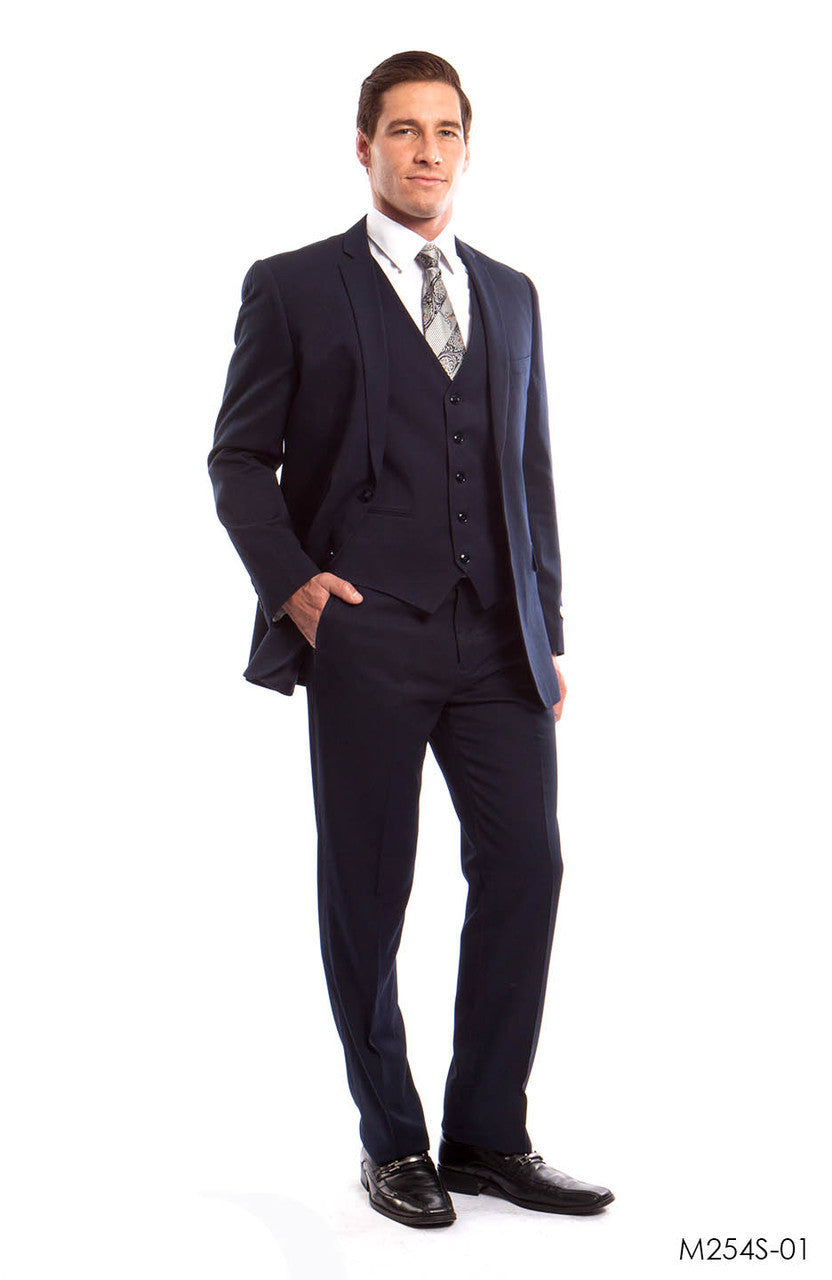 Navy Solid 3-PC Slim Fit Suits