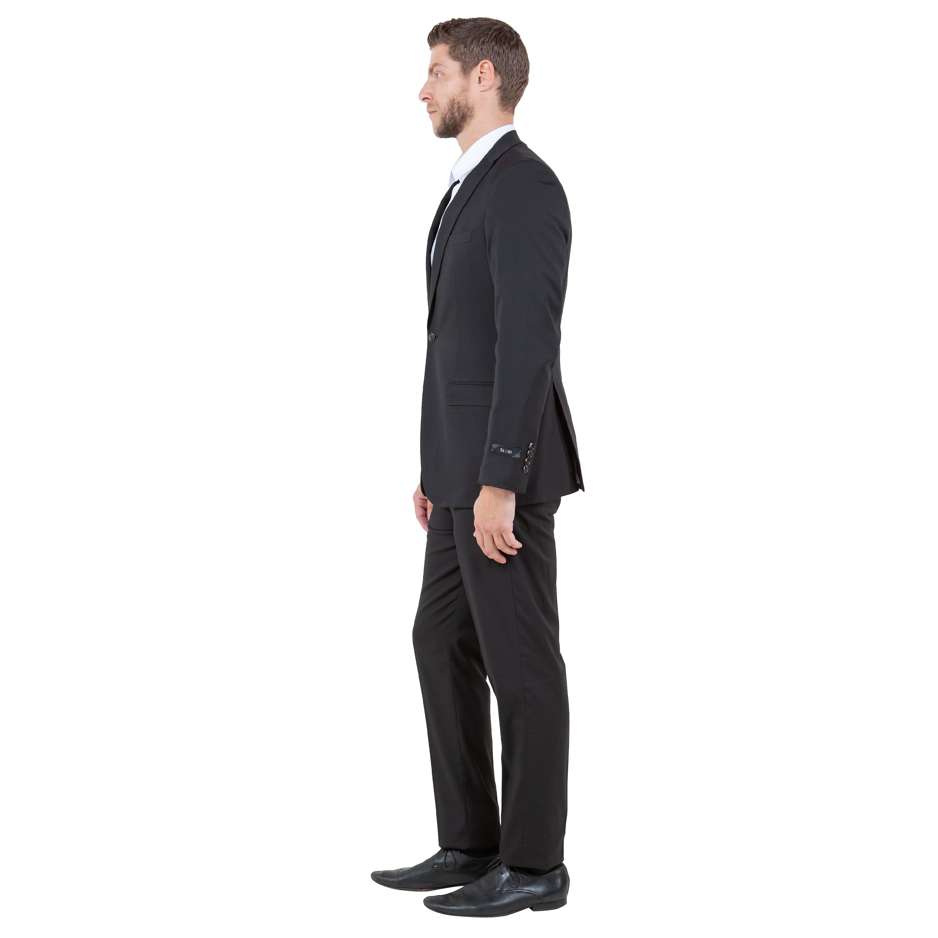 Black Men's Ultra Slim-Fit 3pc Suit w/ Expandable Waistband