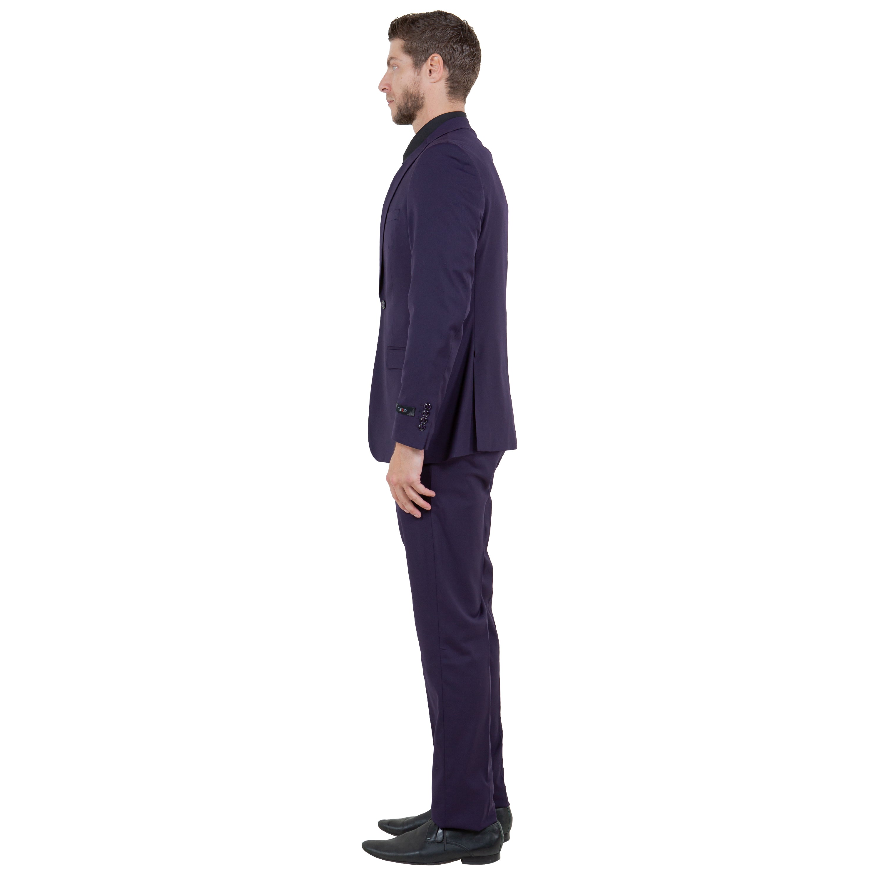 Eggplant Men's Ultra Slim-Fit 3pc Suit w/ Expandable Waistband