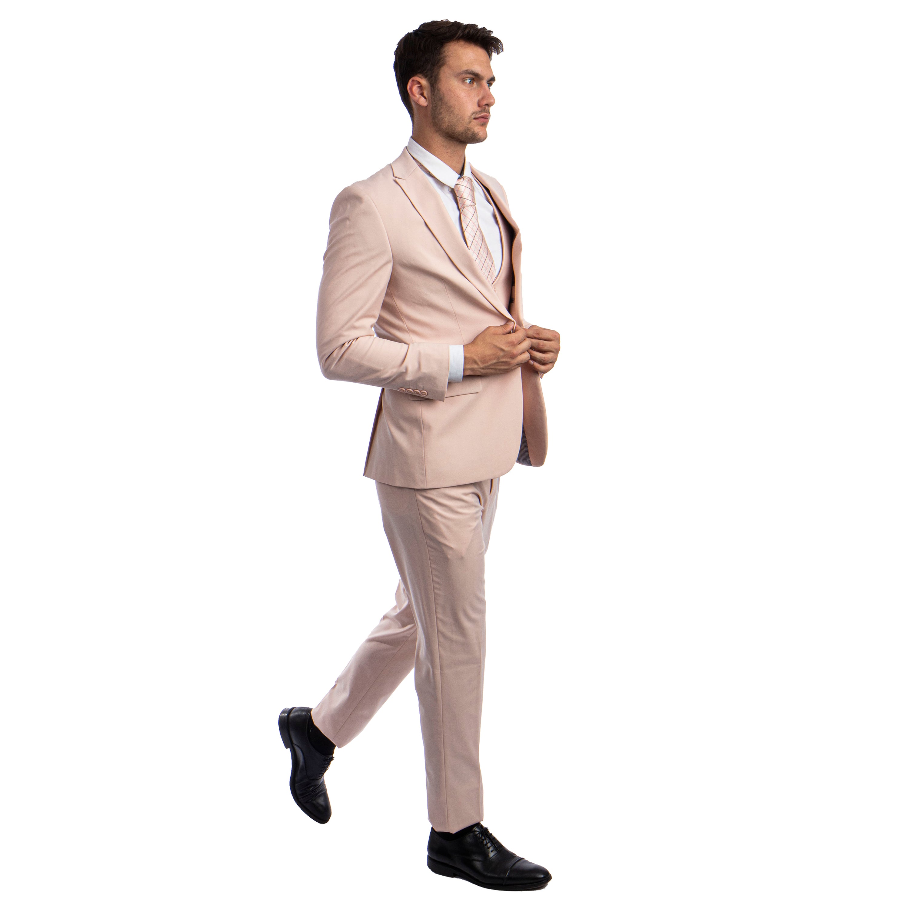 Blush Men's Ultra Slim-Fit 3pc Suit w/ Expandable Waistband