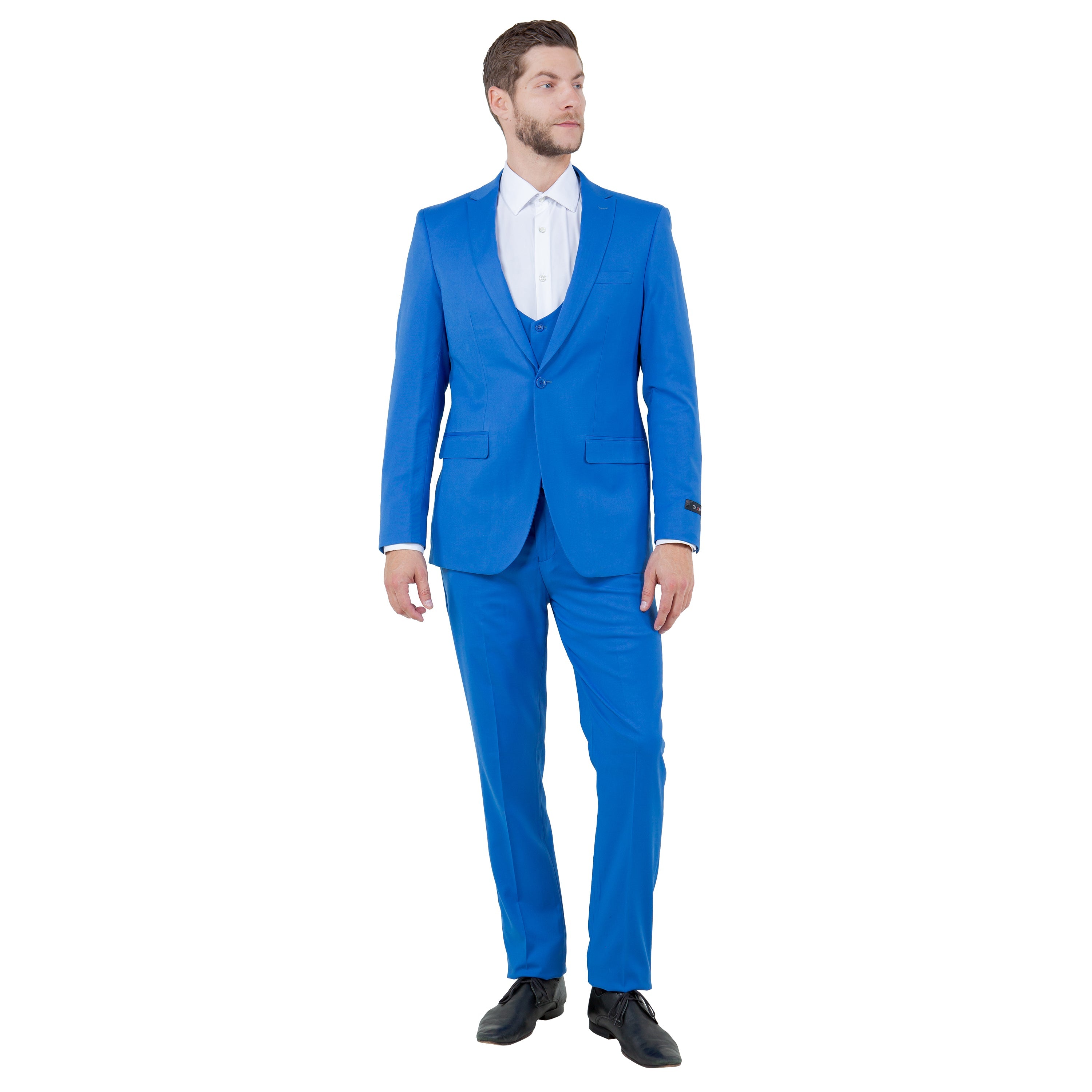 Blue Men's Ultra Slim-Fit 3pc Suit w/ Expandable Waistband