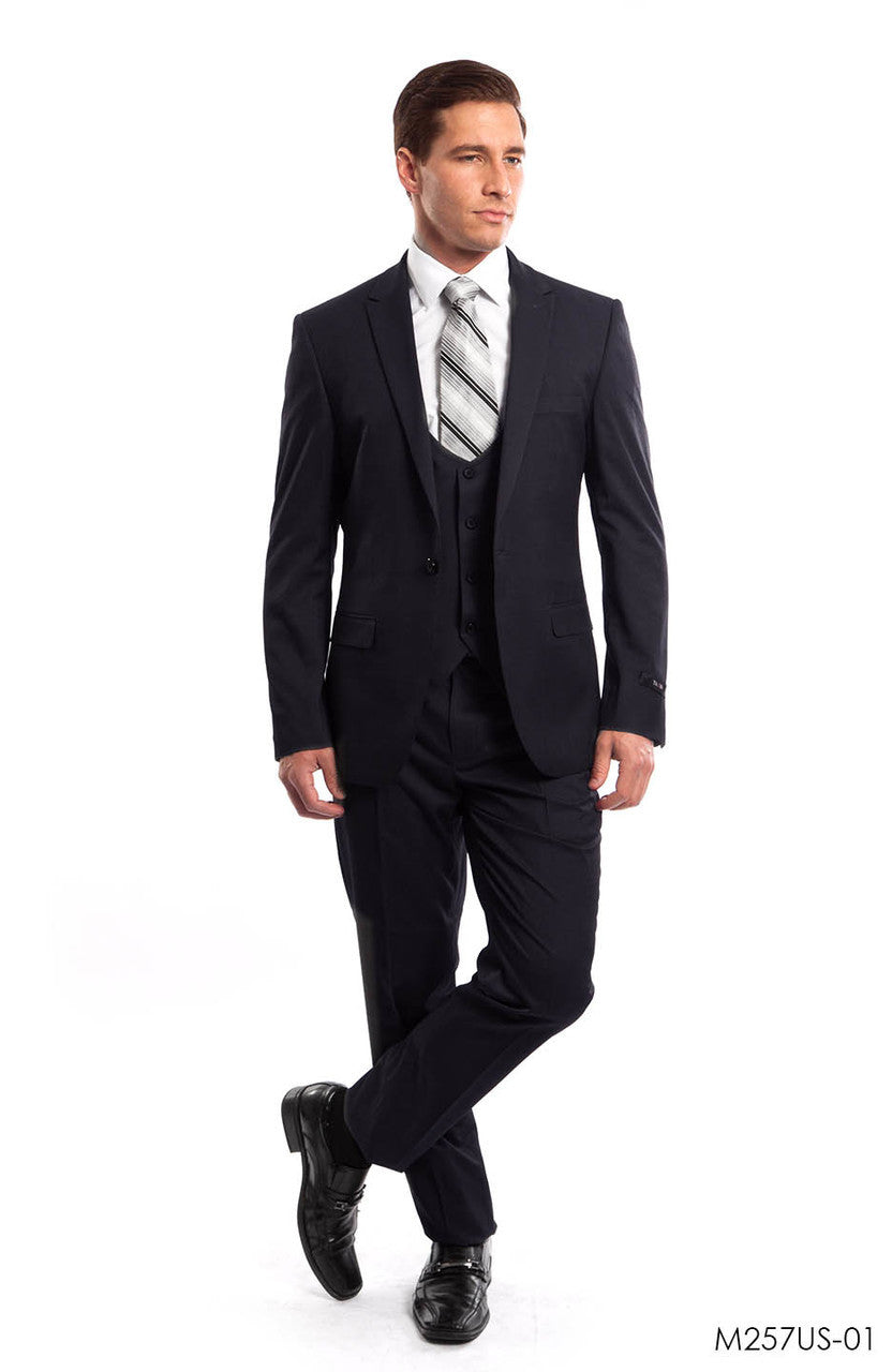 Navy Solid 3-PC Ultra Slim Fit Suits