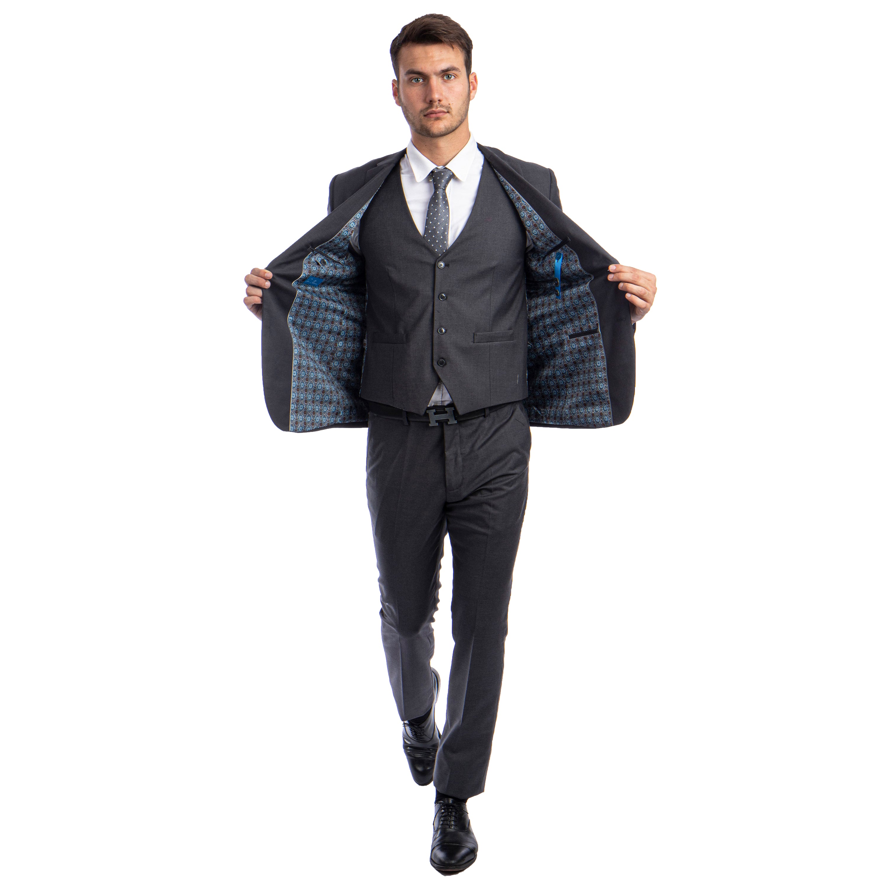 Men's Skinny-Fit Solid 3pc Suit