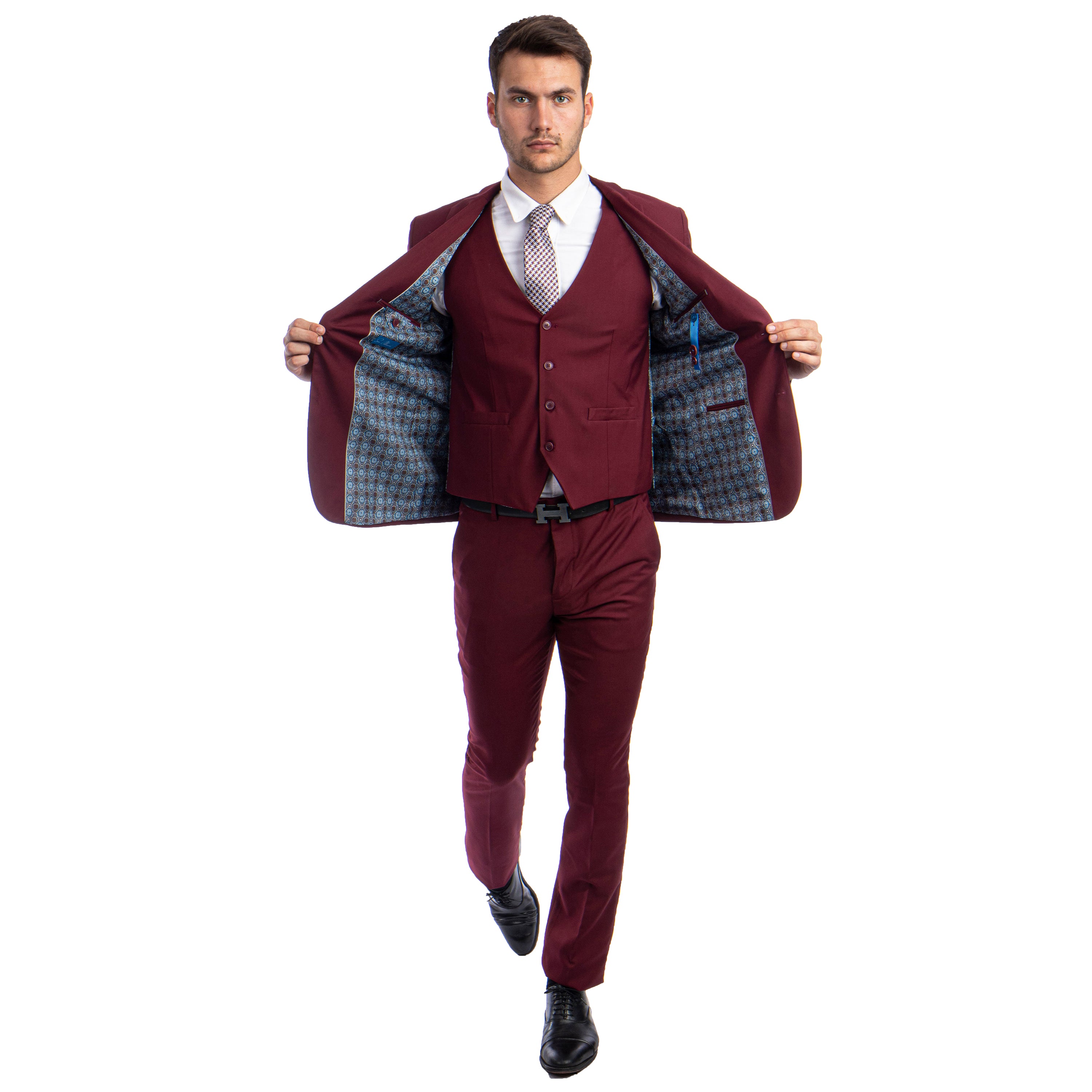 Men's Skinny-Fit Solid 3pc Suit