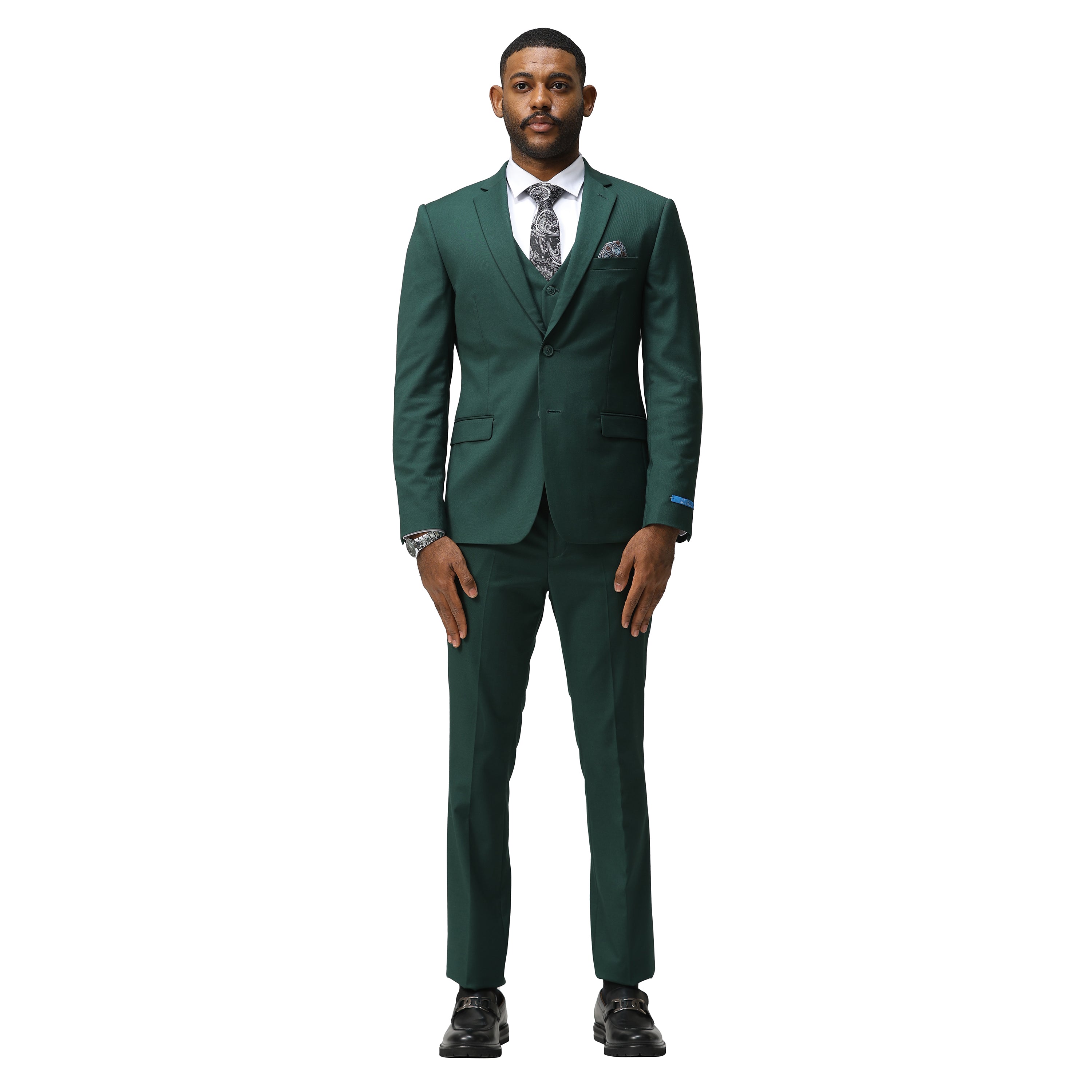 Solid 3 PC Skinny Fit Suit