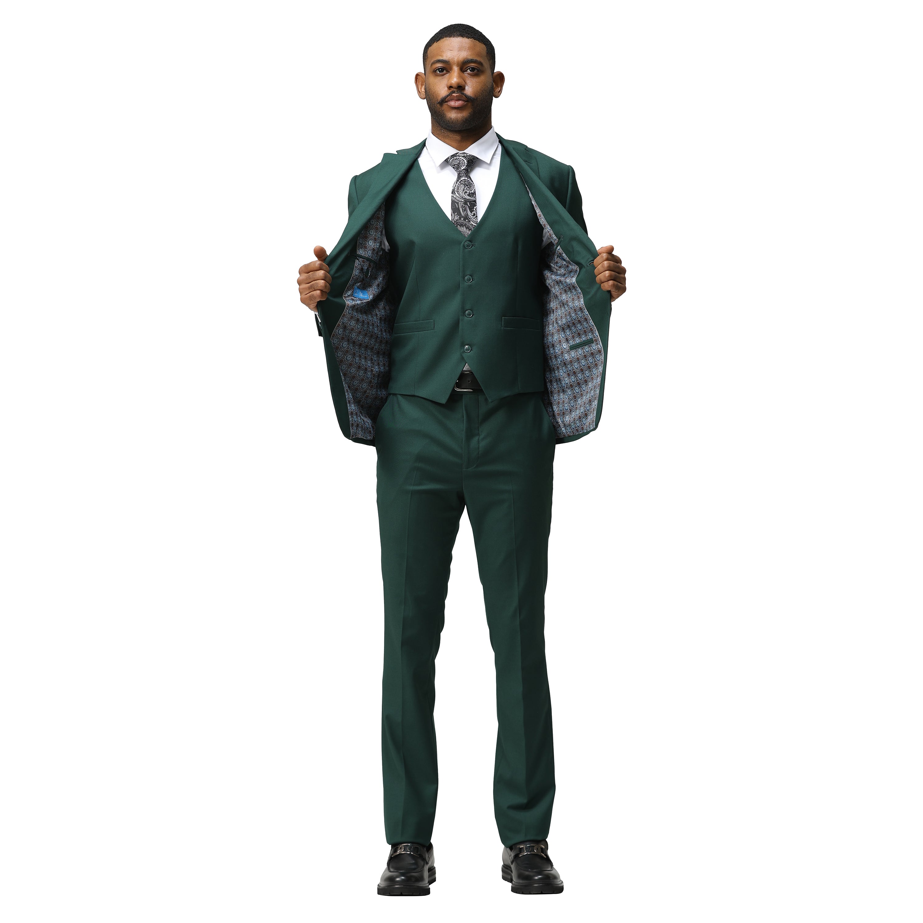 Solid 3 PC Skinny Fit Suit