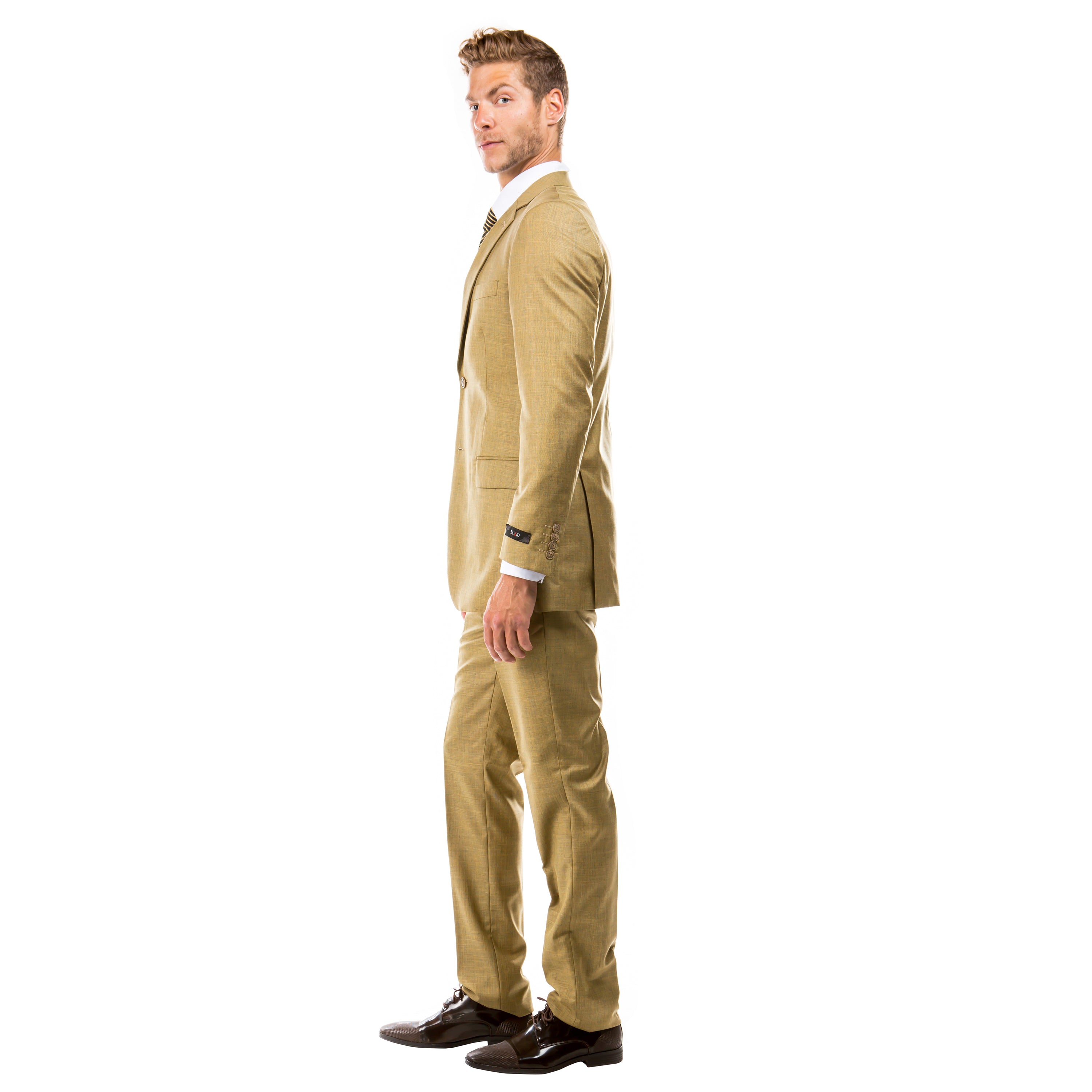 Men's Hybrid-Fit 3pc Sharkskin Suit w/ Expandable Waistband