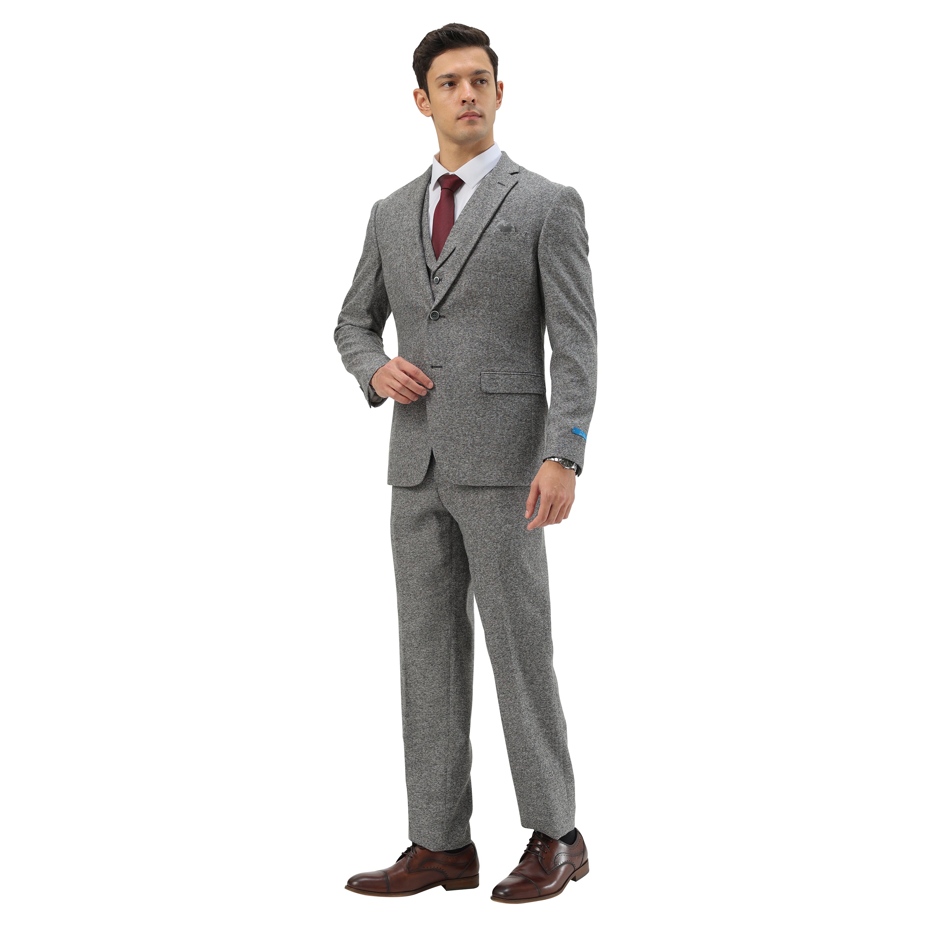 Men's Hybrid-Fit 3pc Tweed Suit w/ Expandable Waistband