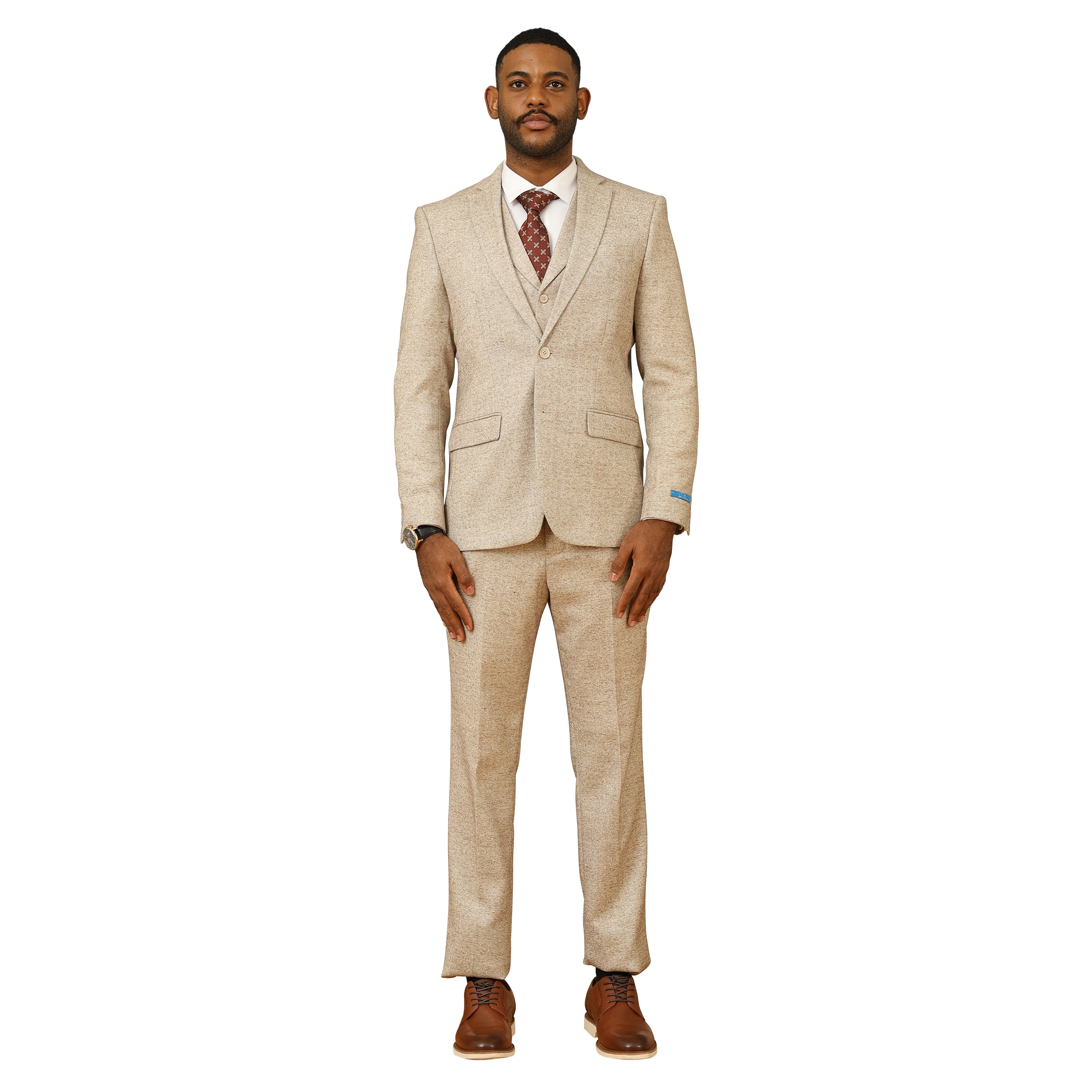 Men's Hybrid-Fit 3pc Tweed Suit w/ Expandable Waistband