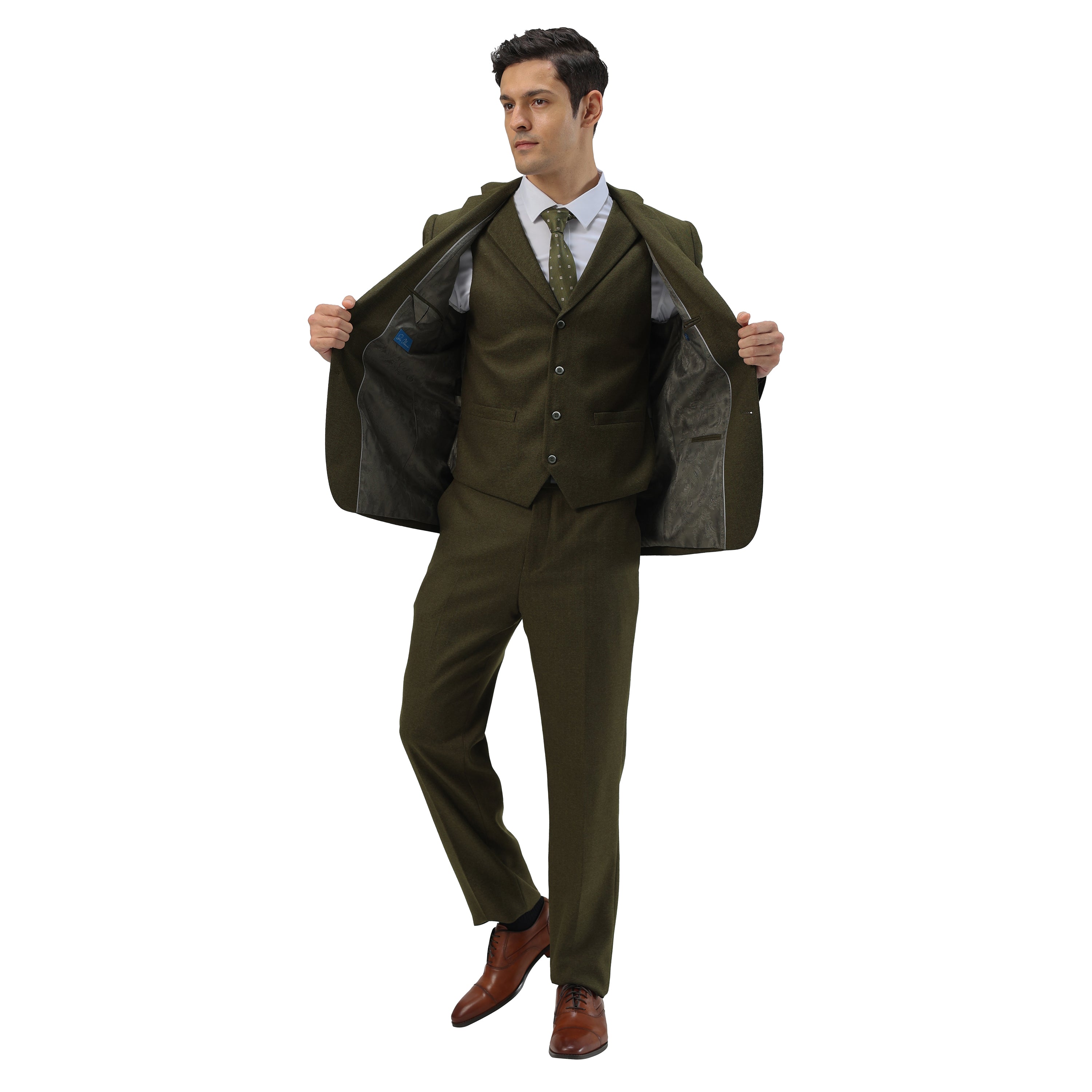 Men's Hybrid-Fit 3pc Tweed Suit w/ Expandable Waistband