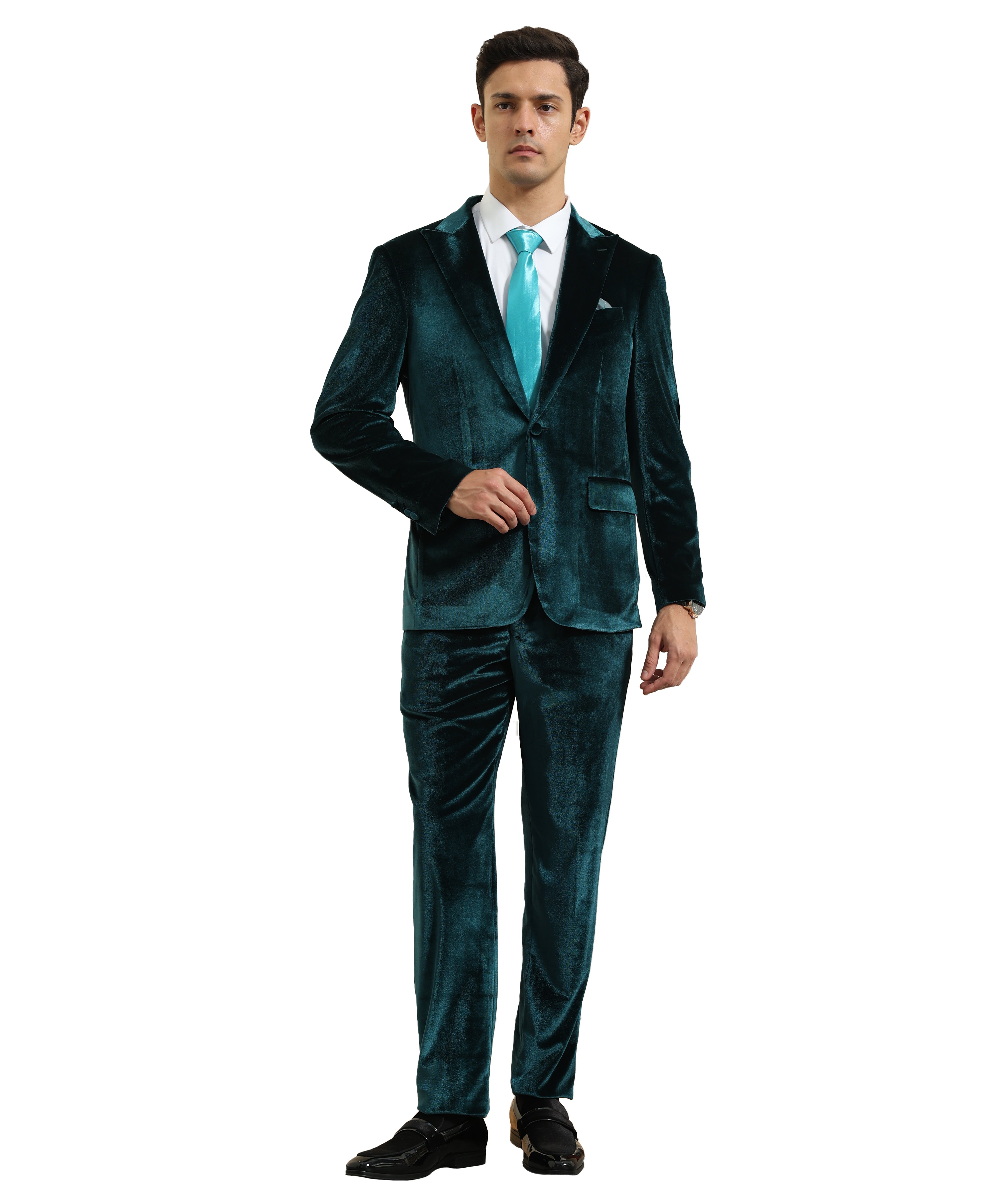 3 PC Solid Textured Peak Lapel Suit