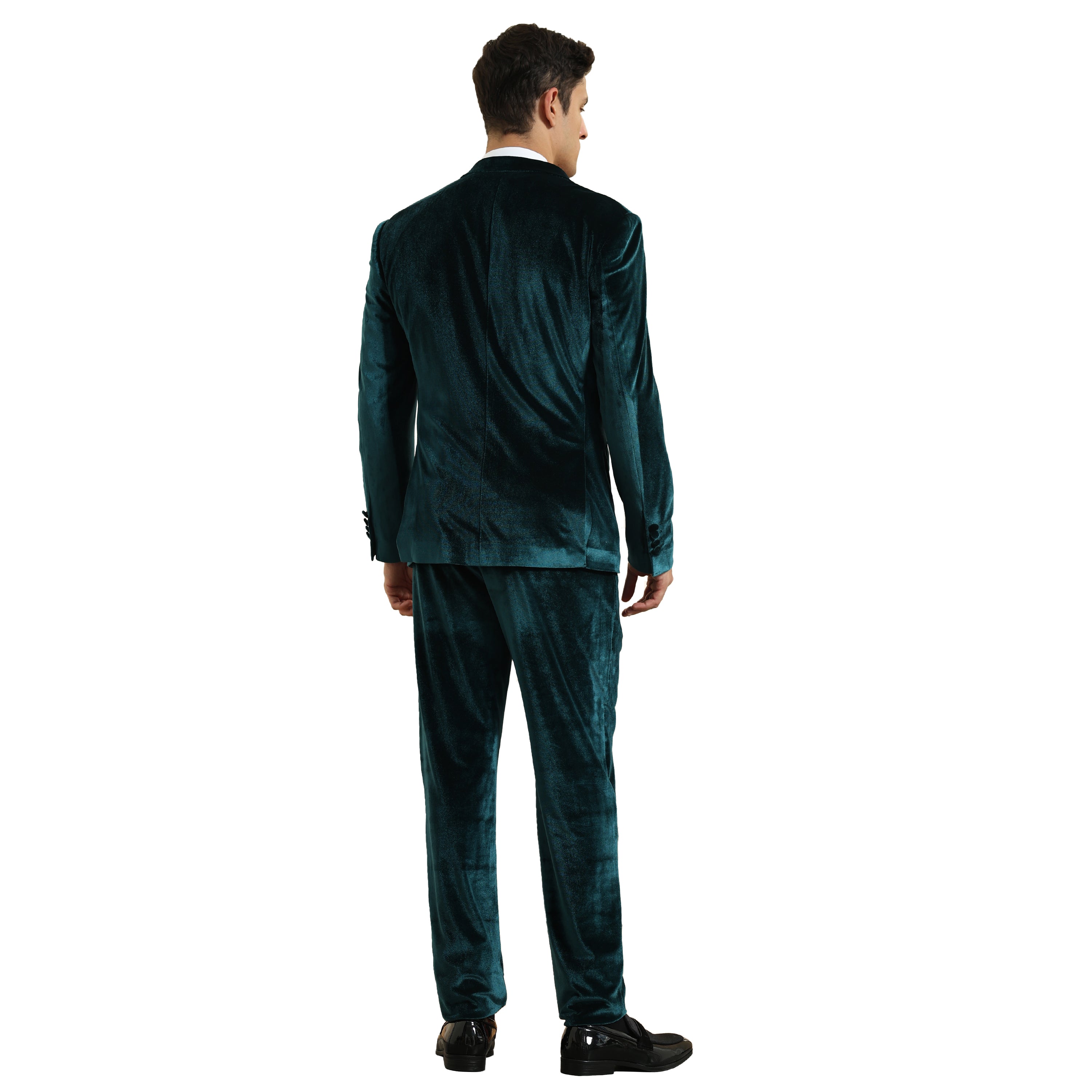 Tazzio Mens Velvet Skinny Fit Suit,Peak Lapel