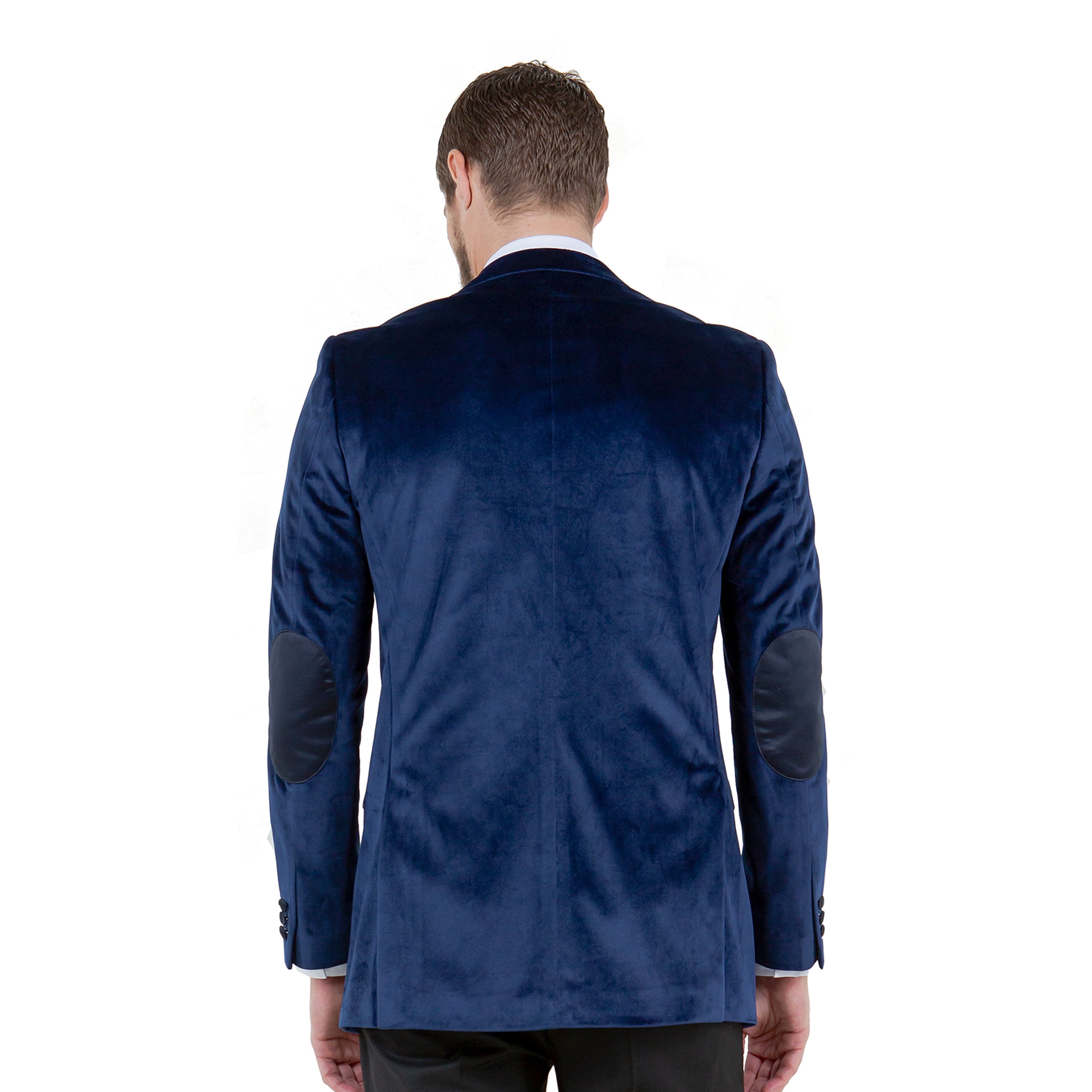 Men's Modern Fit Velvet Blazer w/ Elbow Patch