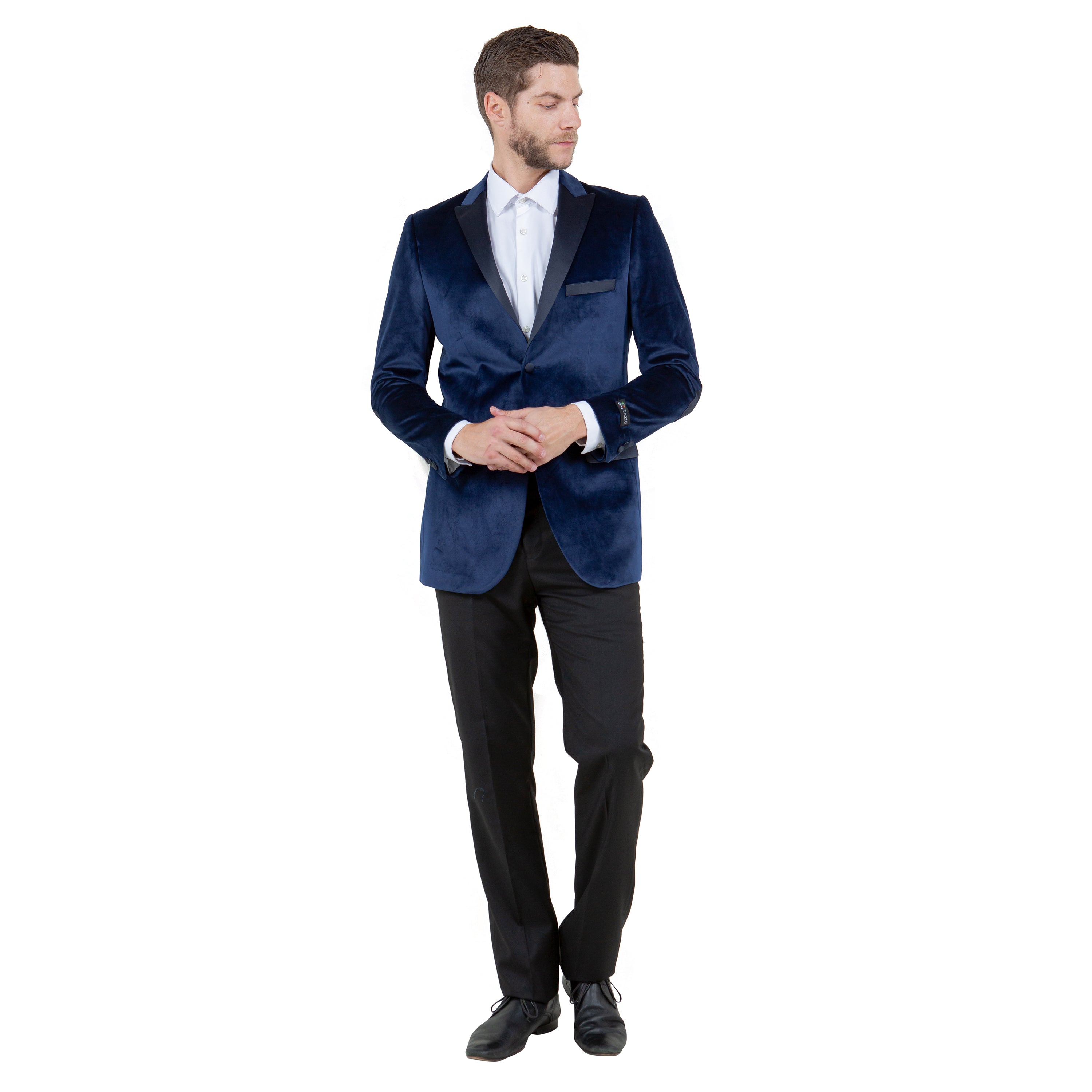 Men's Modern Fit Velvet Blazer w/ Elbow Patch