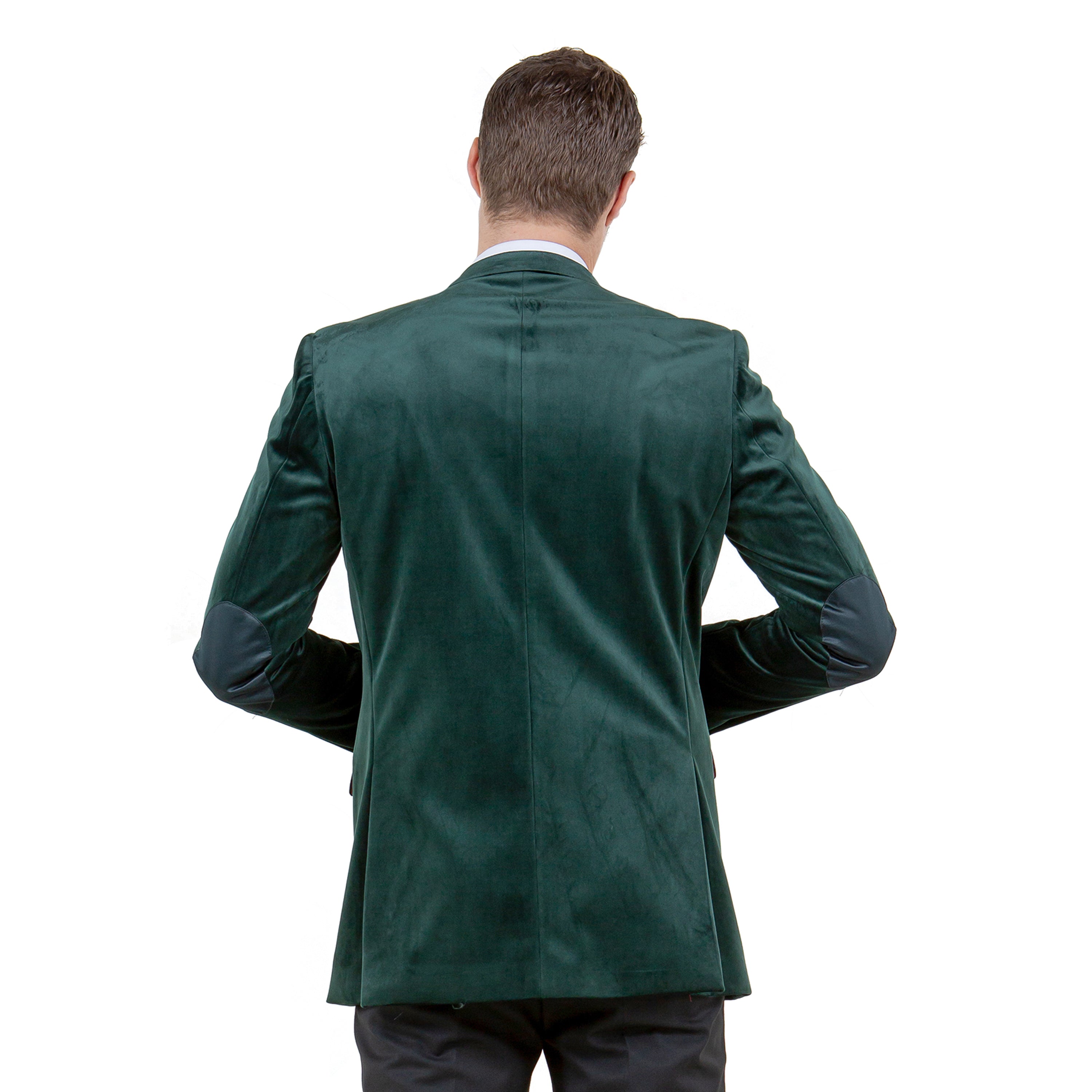 Men's Modern Fit Velvet Blazer w/ Elbow Patch