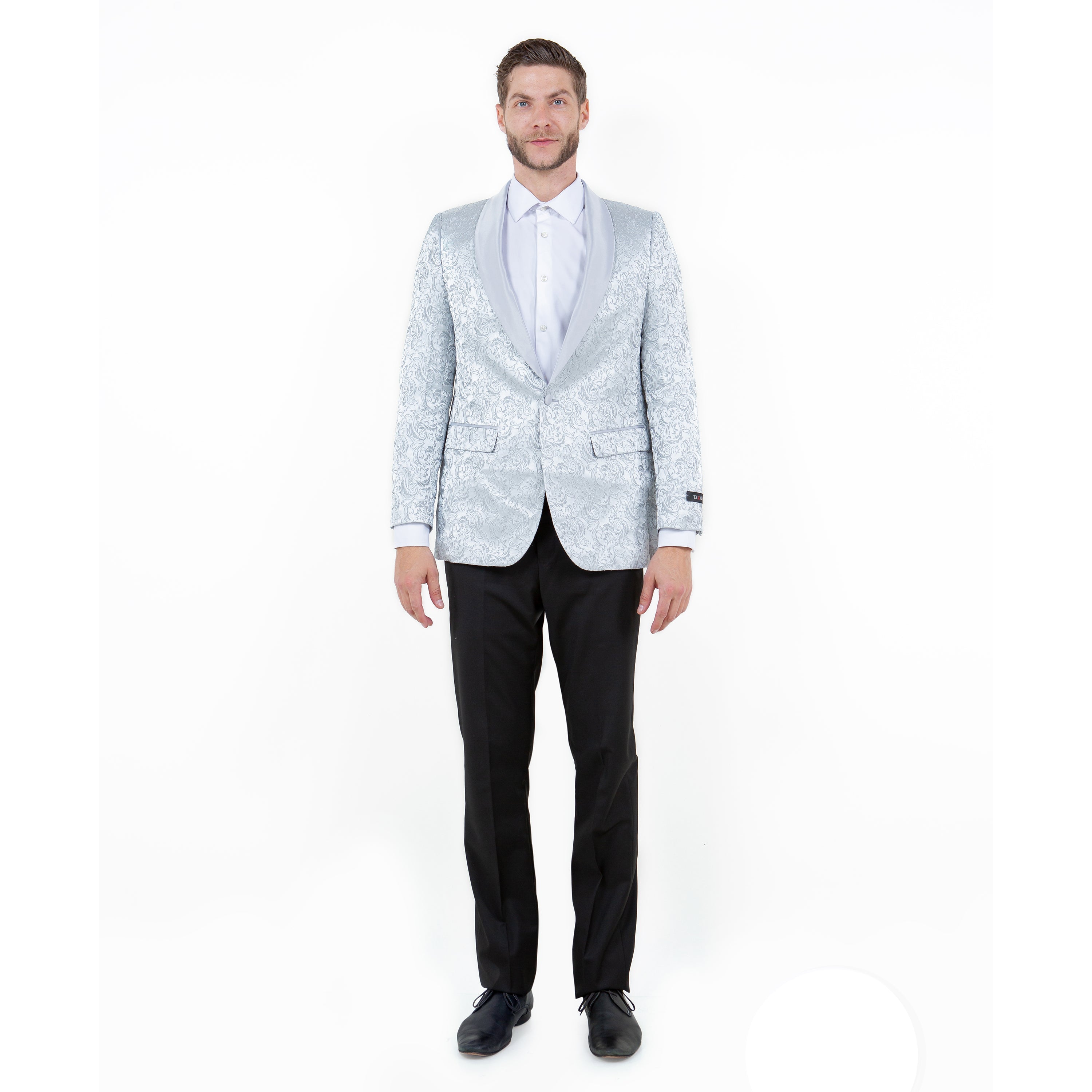 Mens Slim-Fit Solid Paisley Blazer Only w/ Shawl Collar