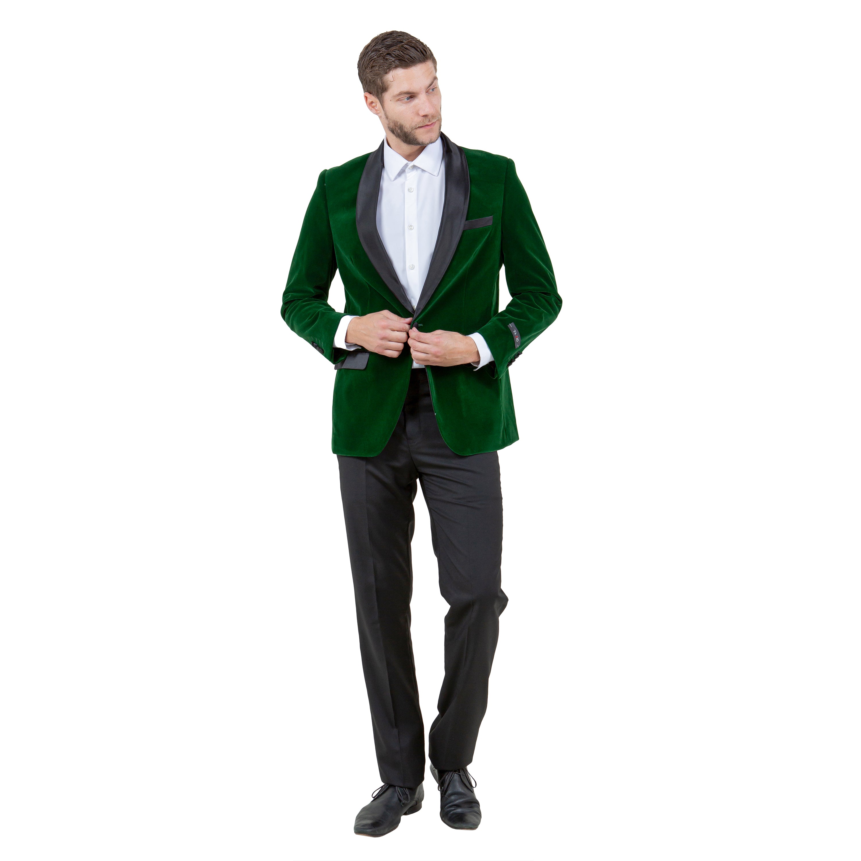 Men's Velvet Slim-Fit Blazer w/ Satin Shawl Collar