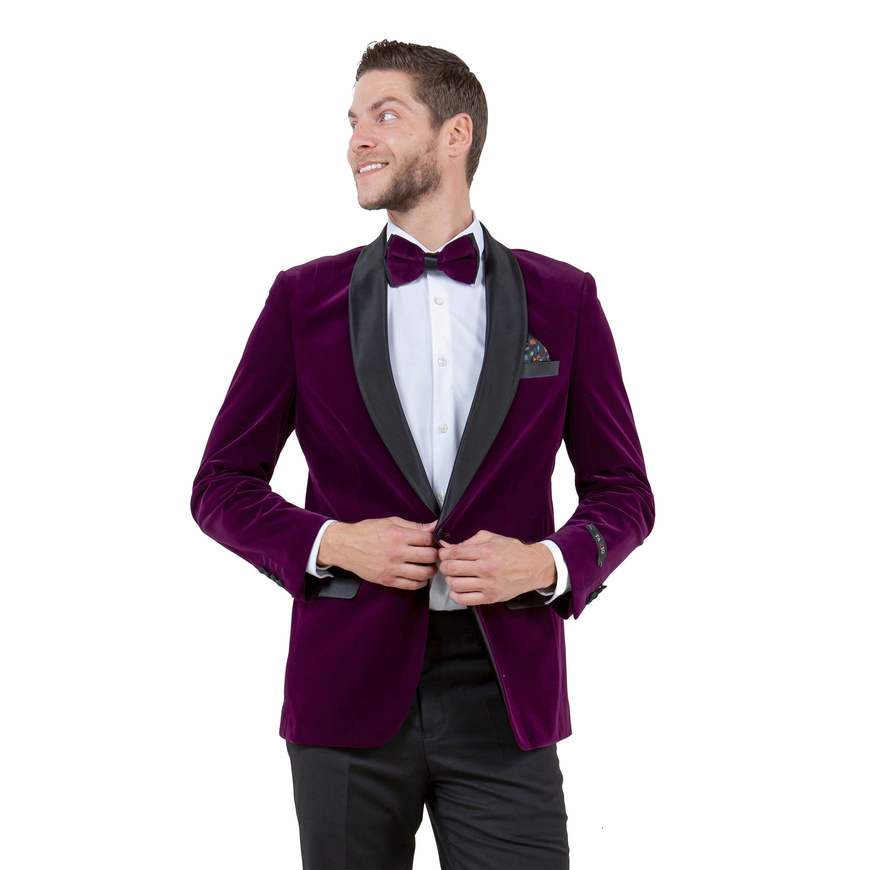 Men's Velvet Slim-Fit Blazer w/ Satin Shawl Collar