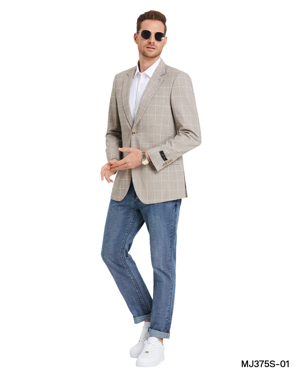 Men's Plaid Slim-Fit Blazer w/ Notch Lapel