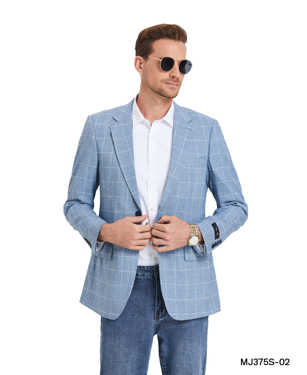 Men's Plaid Slim-Fit Blazer w/ Notch Lapel