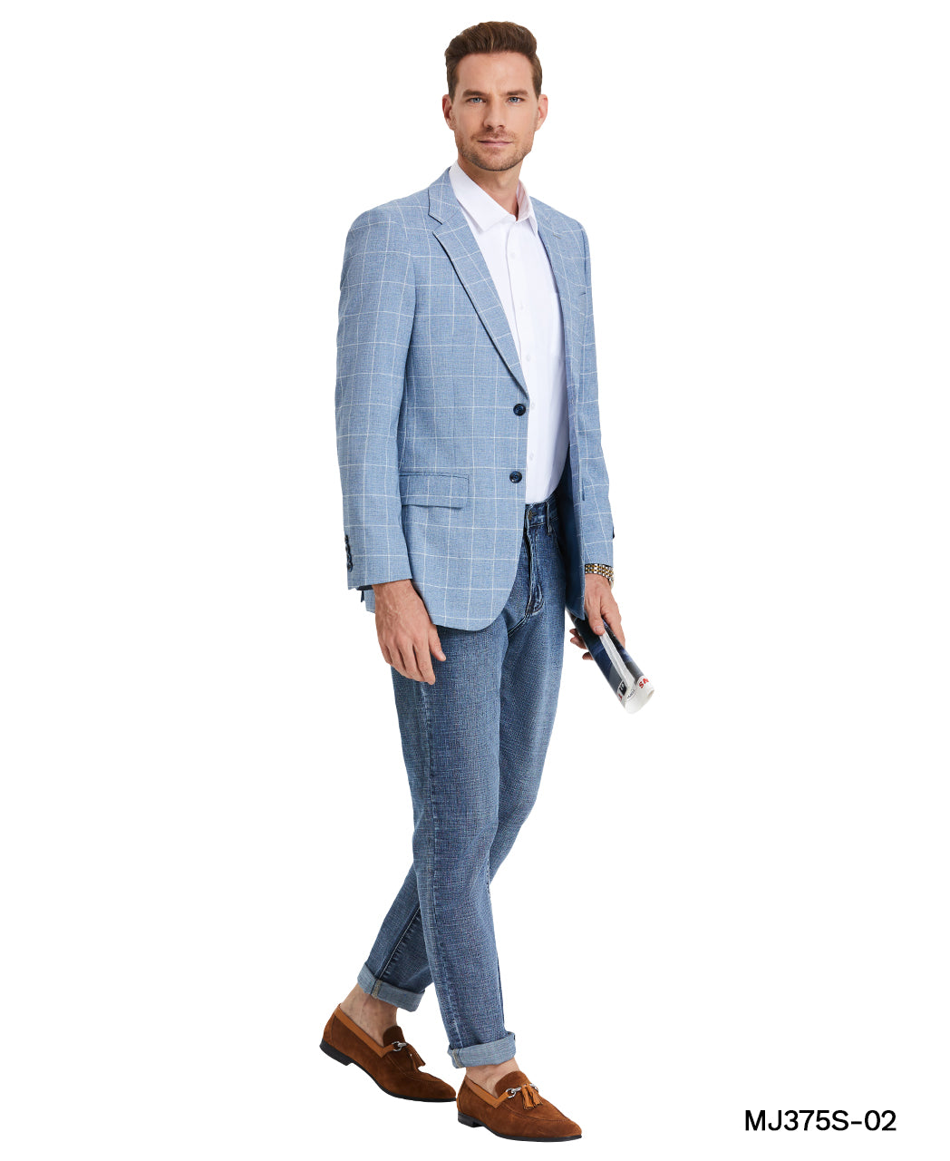 Men's Plaid Slim-Fit Blazer w/ Notch Lapel