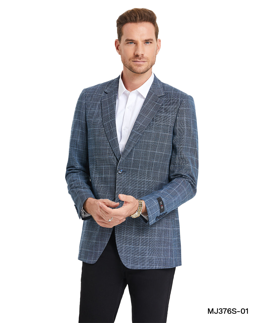 Men's Windowpane Slim-Fit Blazer w/ Notch Lapel