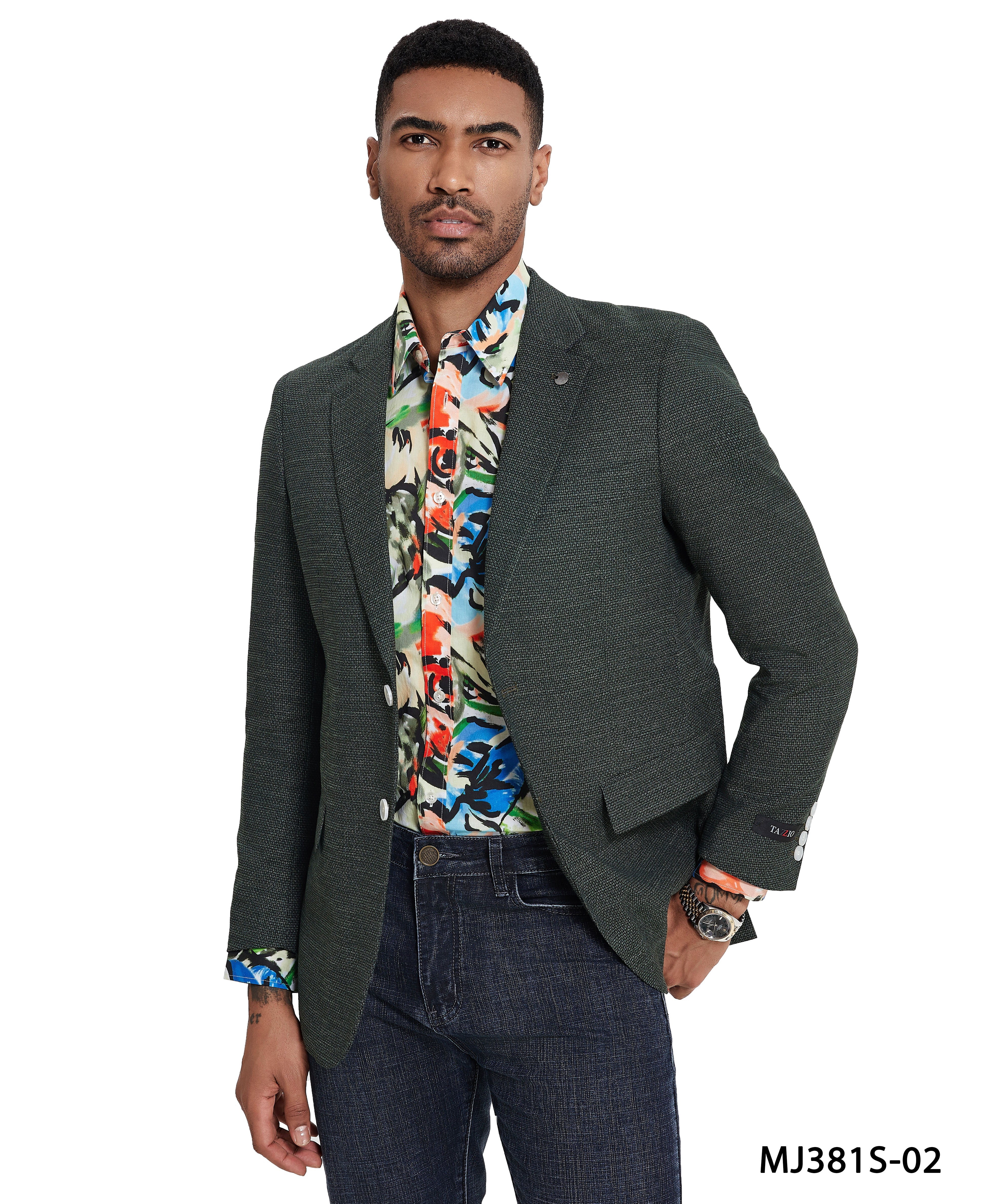 Men's Solid Textured Slim-Fit Blazer w/ Notch Lapel