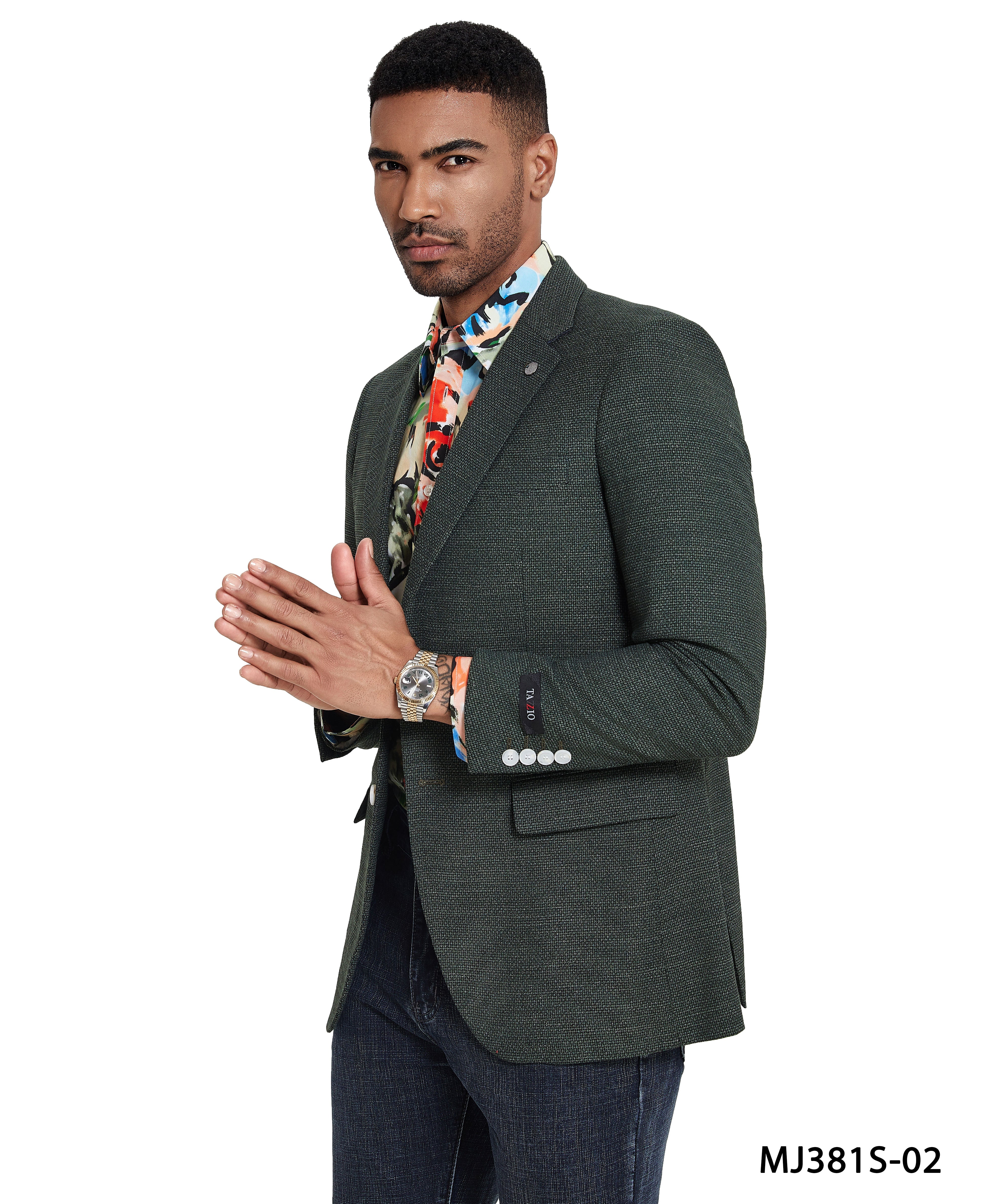 Men's Solid Textured Slim-Fit Blazer w/ Notch Lapel