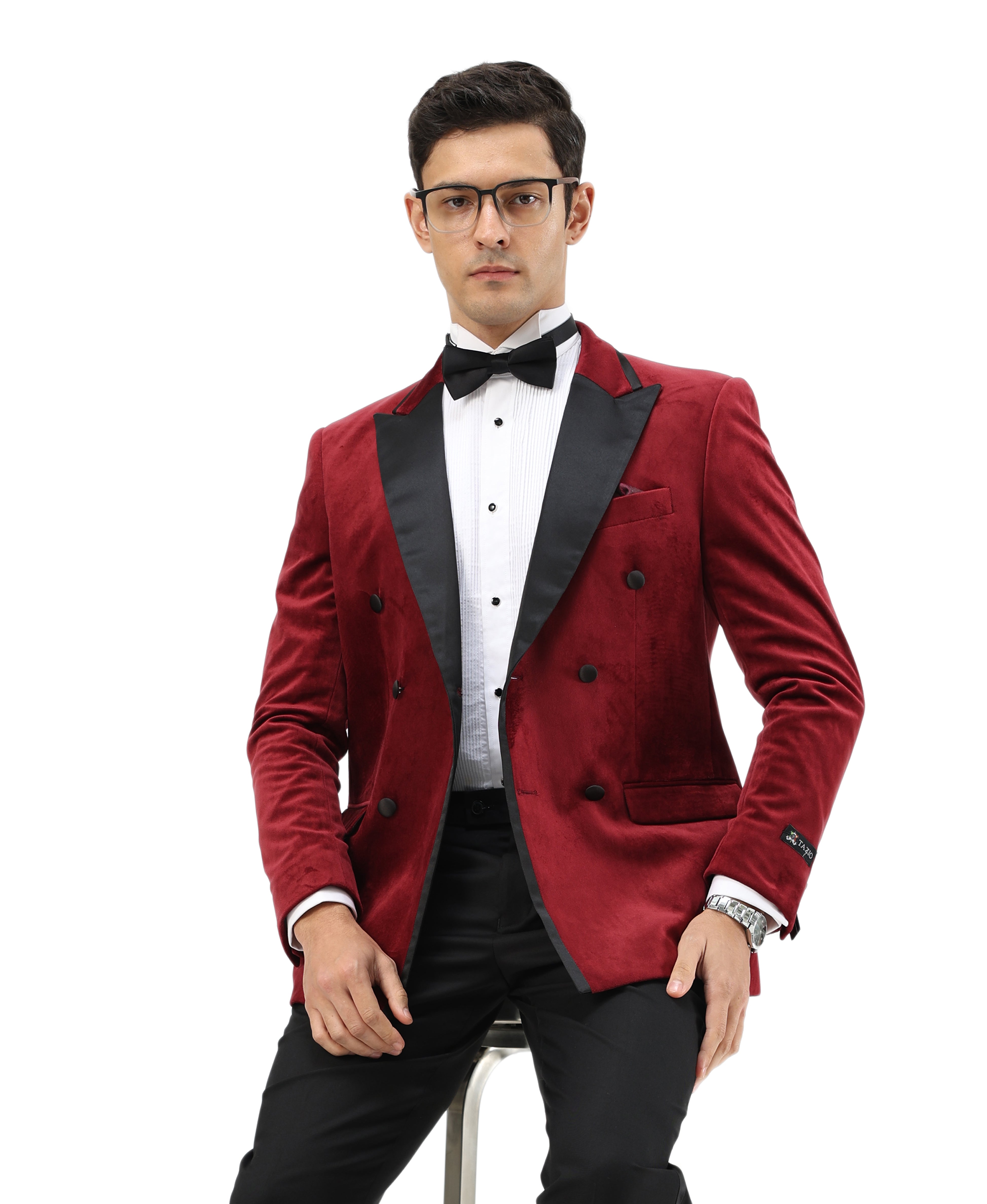 Men's Hybrid Fit Velvet Sport Coat w/ Satin Peak Lapel