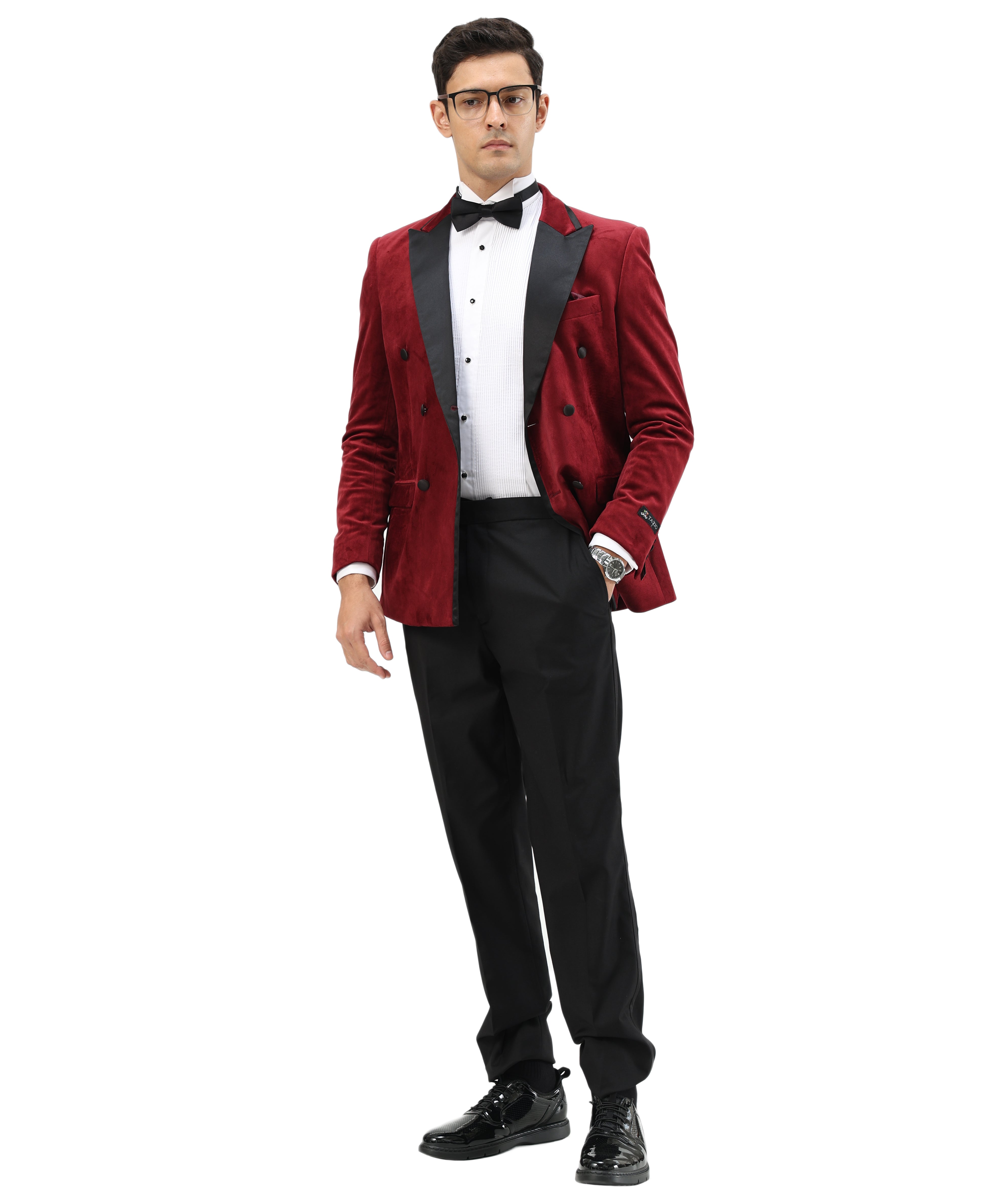 Men's Hybrid Fit Velvet Sport Coat w/ Satin Peak Lapel