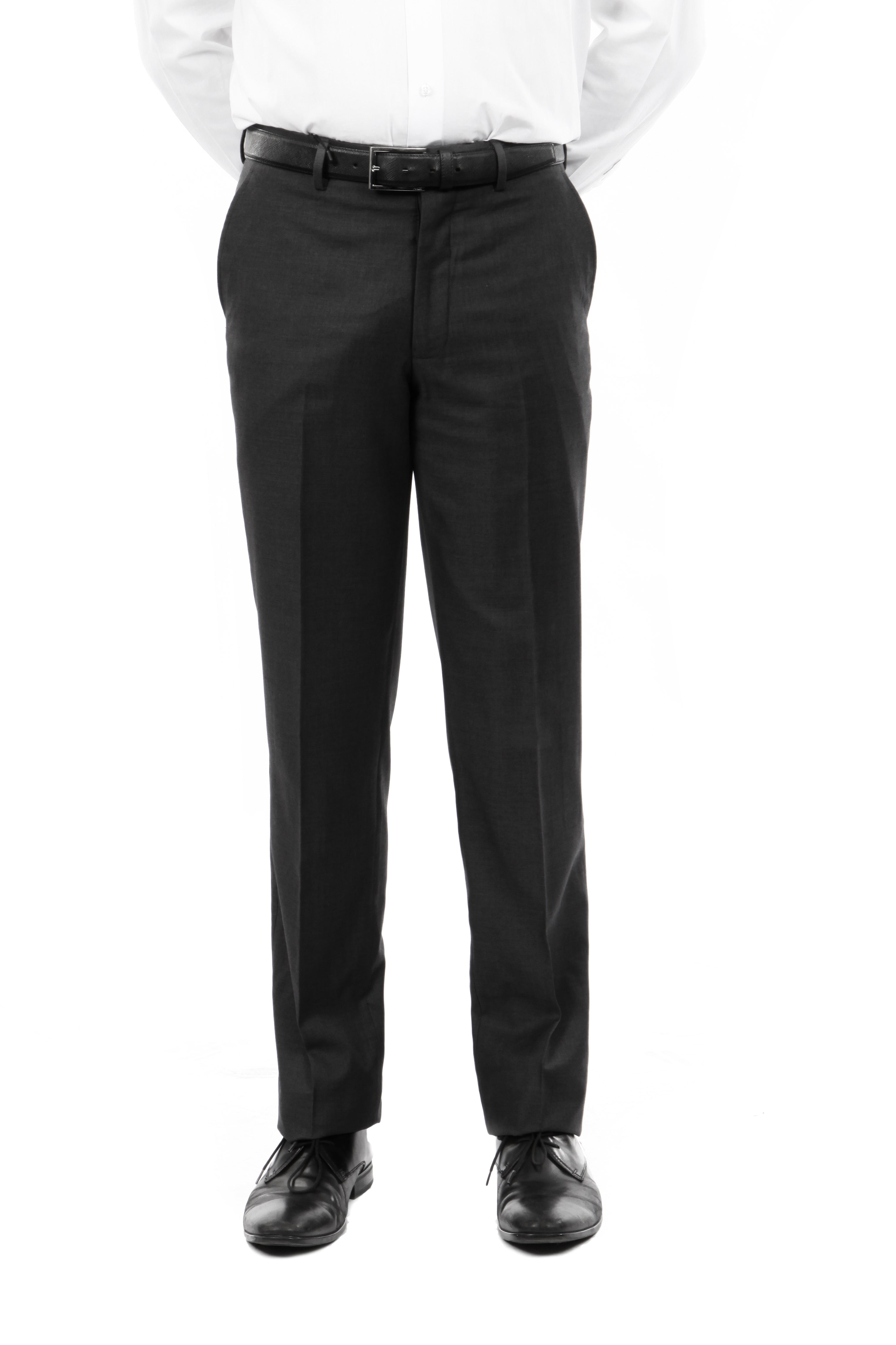 Slim Fit Hemmed Bottom Dress Pants Solid Black