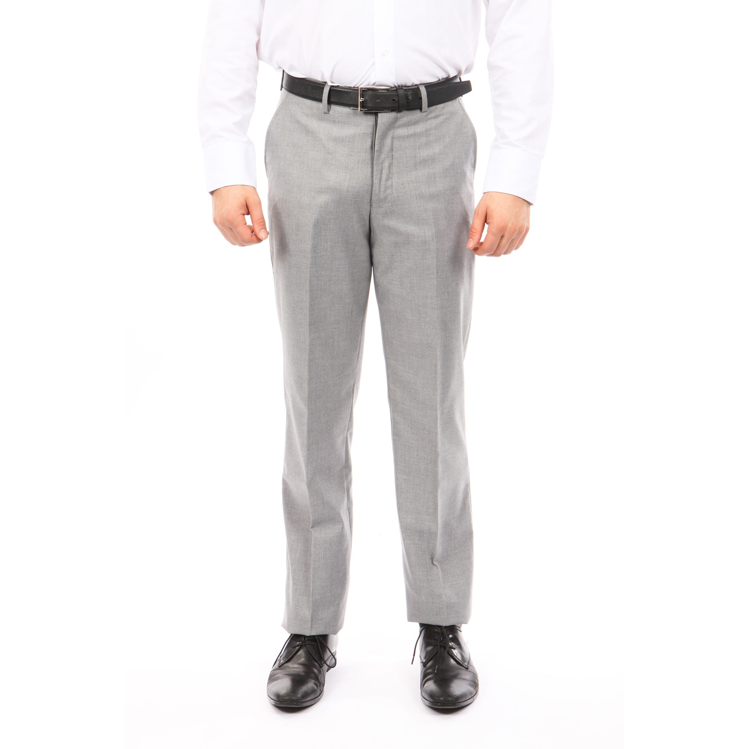 Slim Fit Hemmed Bottom Dress Pants Solid Lt Grey