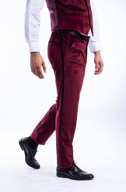 Bryan Michaels Mens Burgundy Velvet Tuxedo Dress Pants MP107H-03