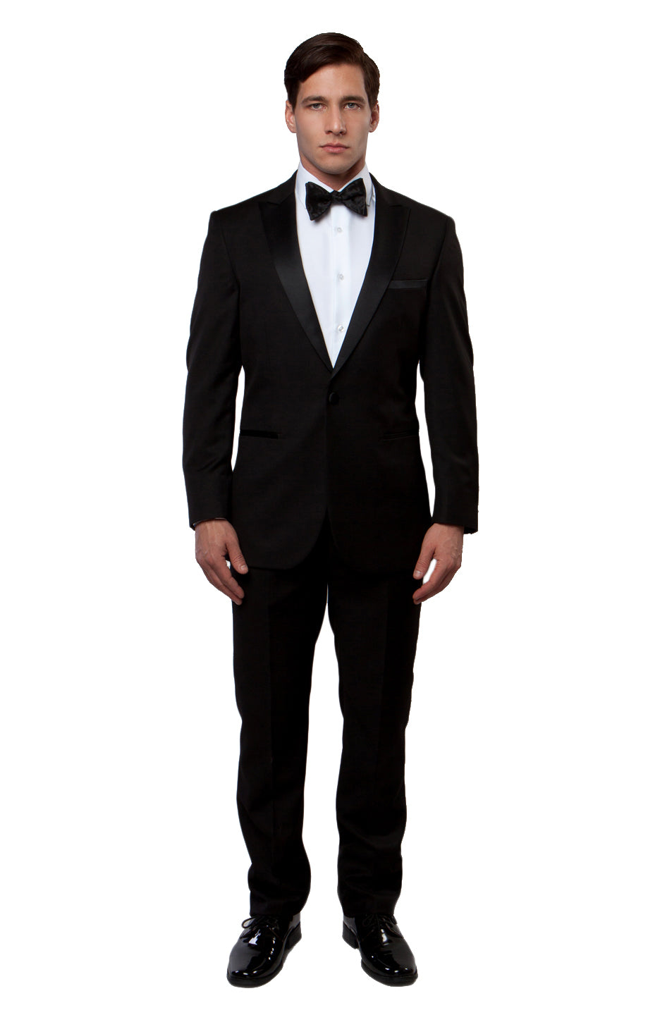 Black / Black Satin Bryan Michaels Shawl Collar Tuxedo