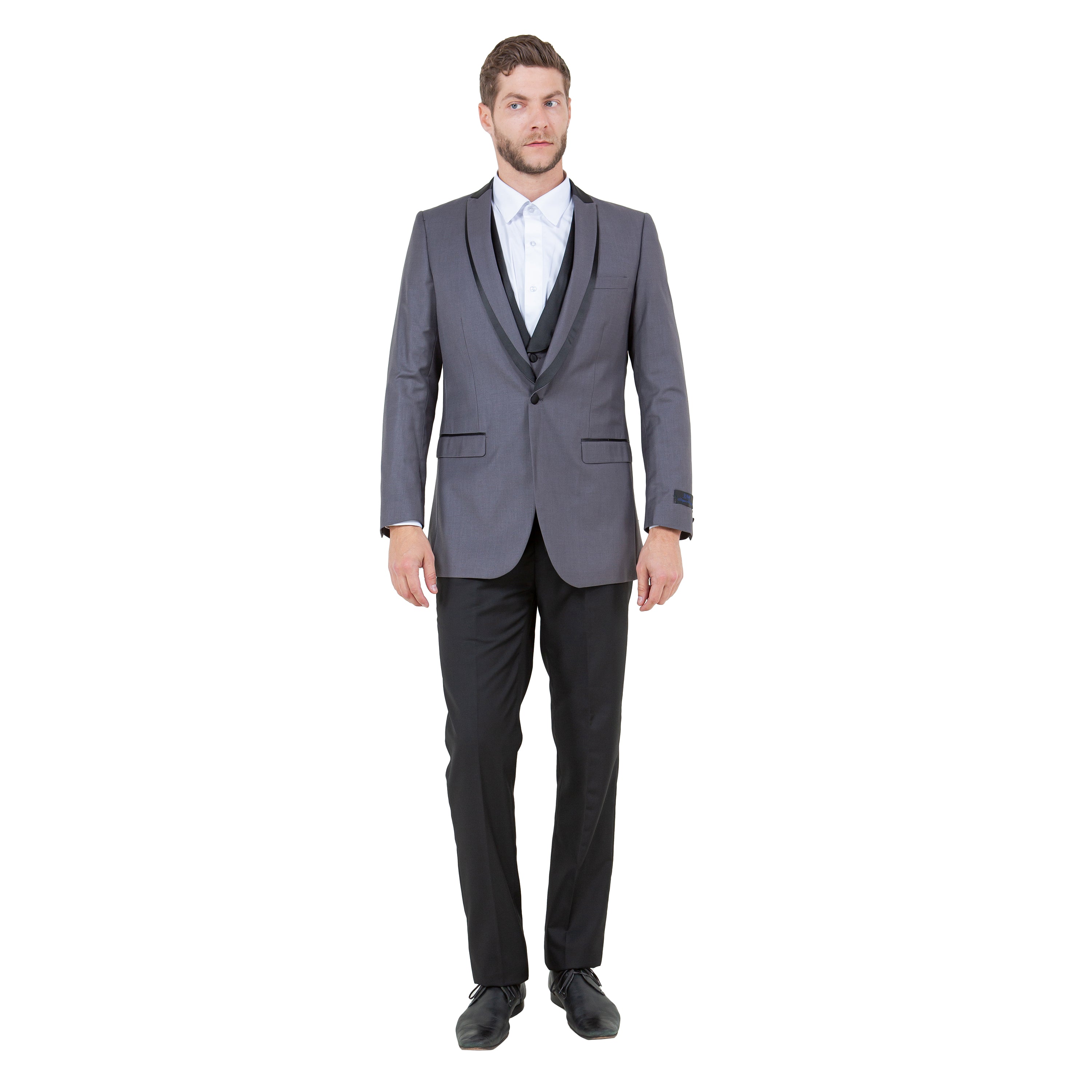 Men's 3pc Tuxedo w/ Satin Shawl Collar & Expandable Clip Pants