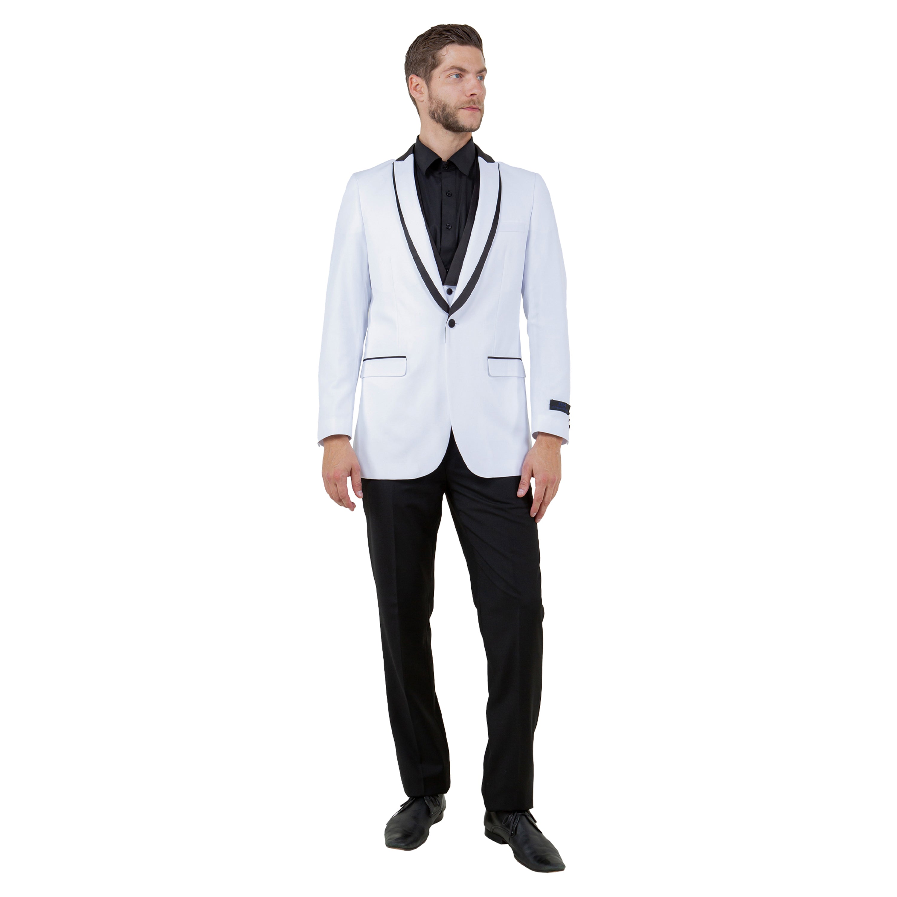 Men's 3pc Tuxedo w/ Satin Shawl Collar & Expandable Clip Pants