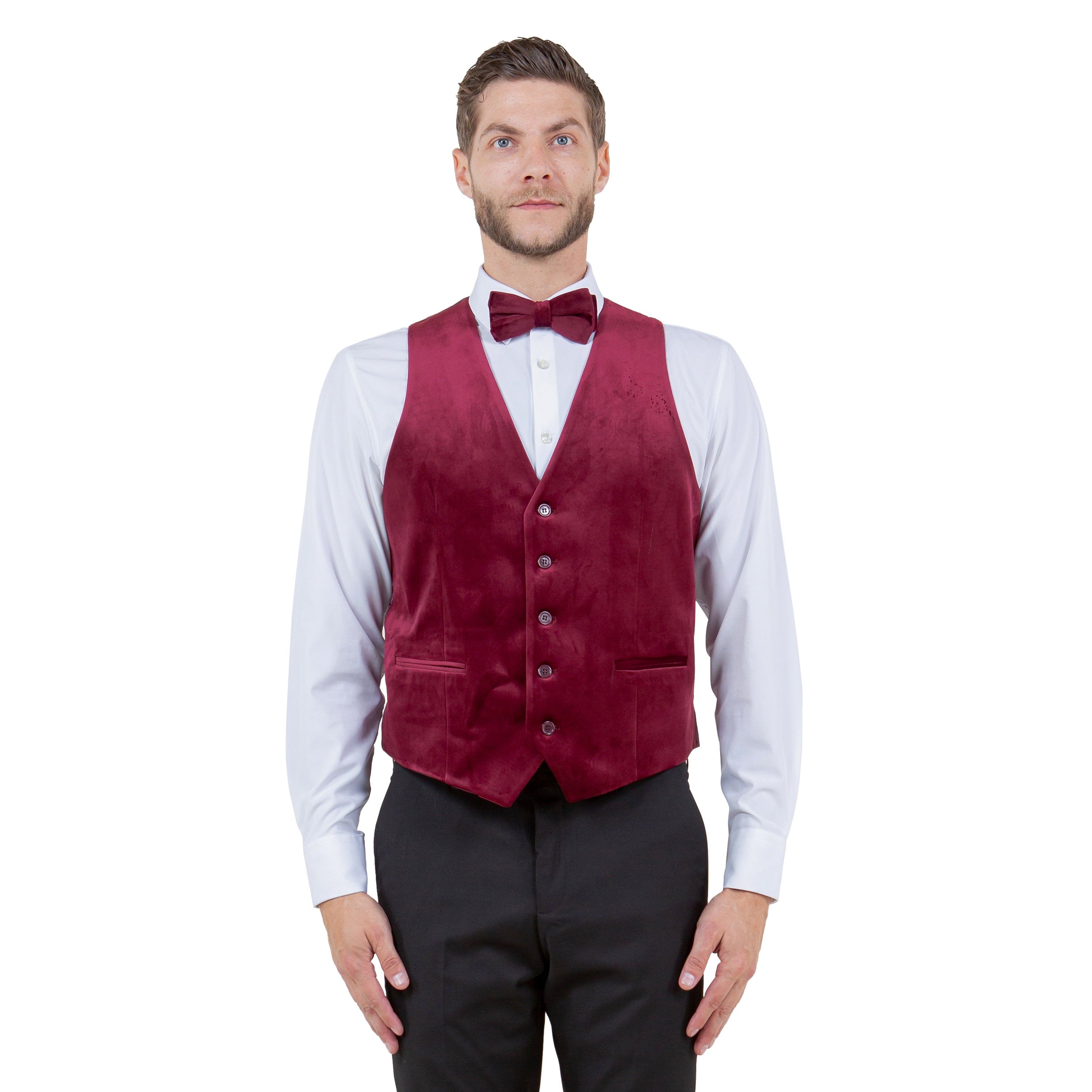 Men's Slim-fit Velvet Suits Separates, Vest And Bowtie