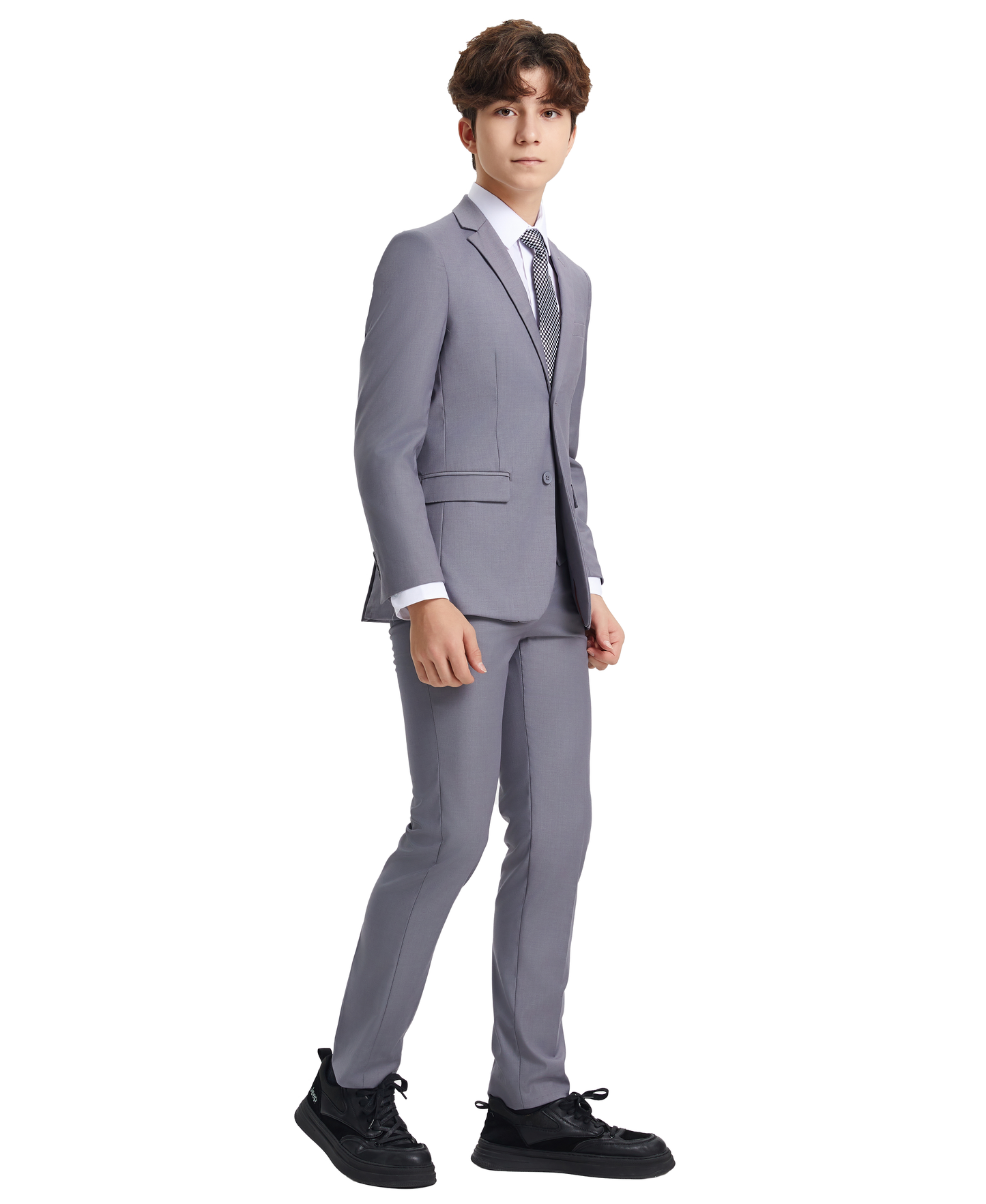 Boys Grey 5 Pc Stacy Adams Suit SB282-04