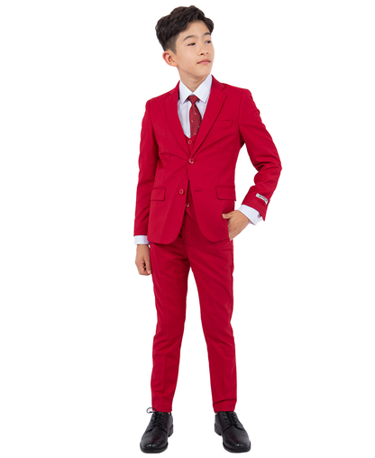 Boys Red 5 Pc Stacy Adams Suit SB282-10