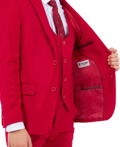 Boys Red 5 Pc Stacy Adams Suit SB282-10