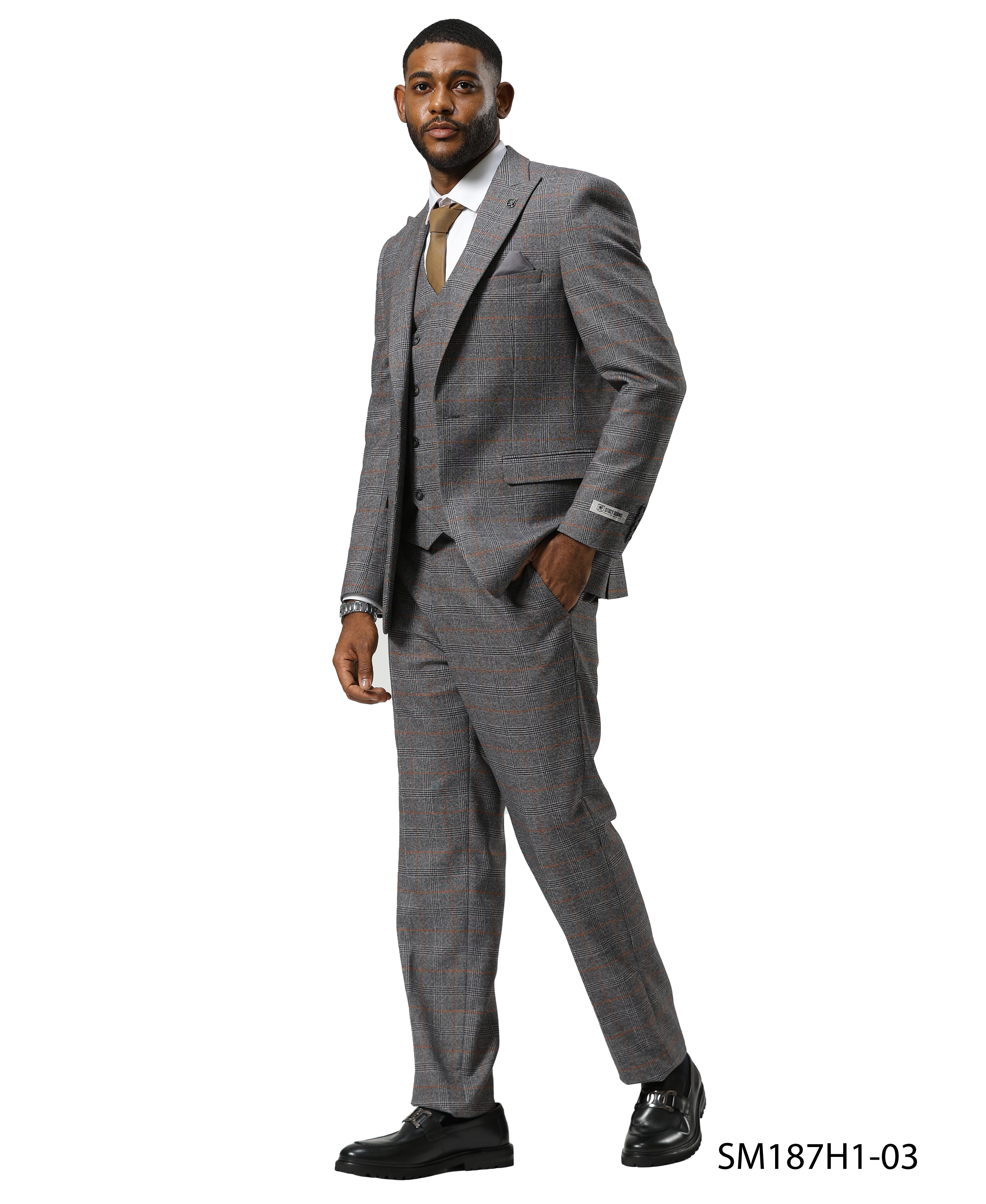 Mens-suit Windowpane by Stacy Adams